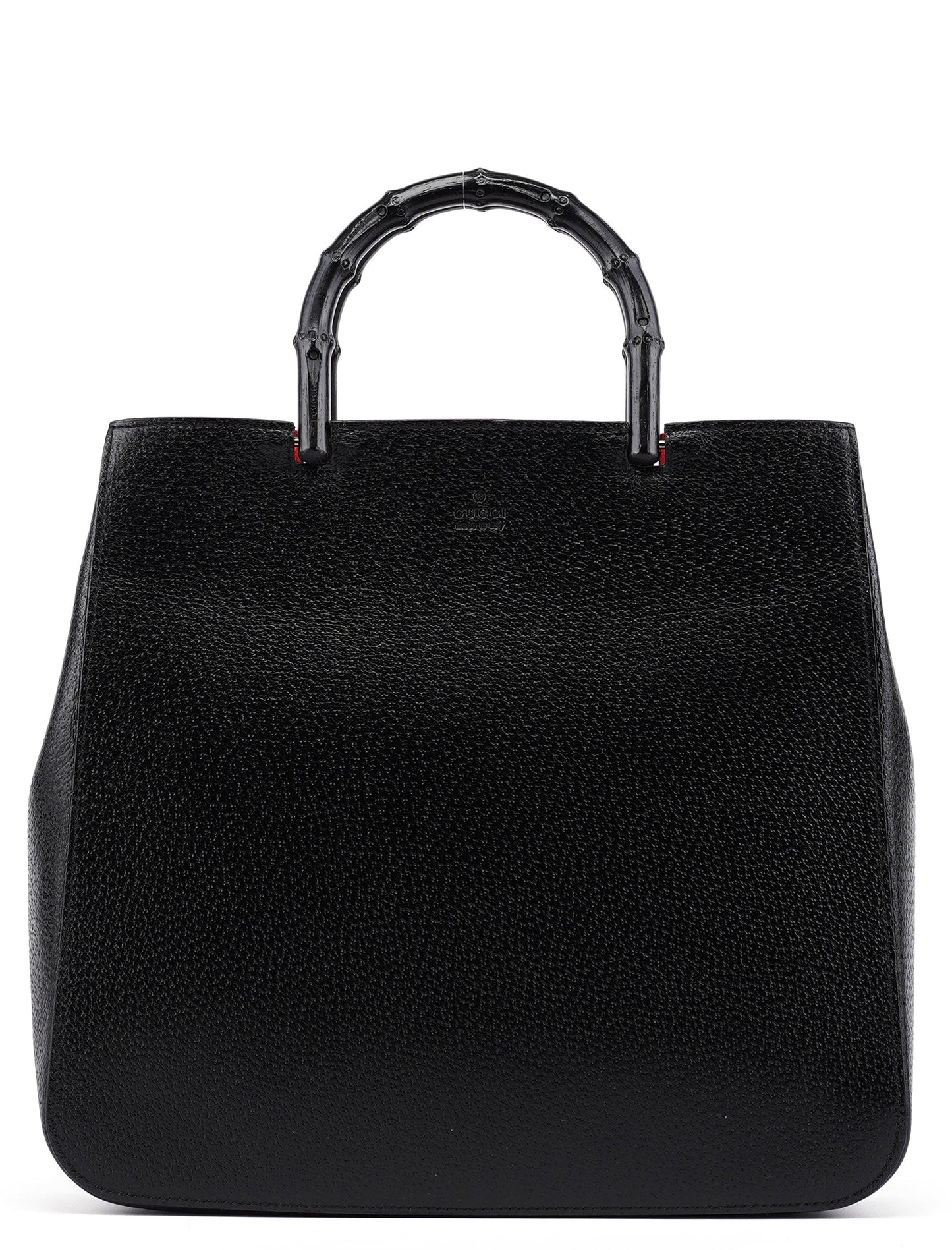 002 1060 Black Leather Bamboo Tote