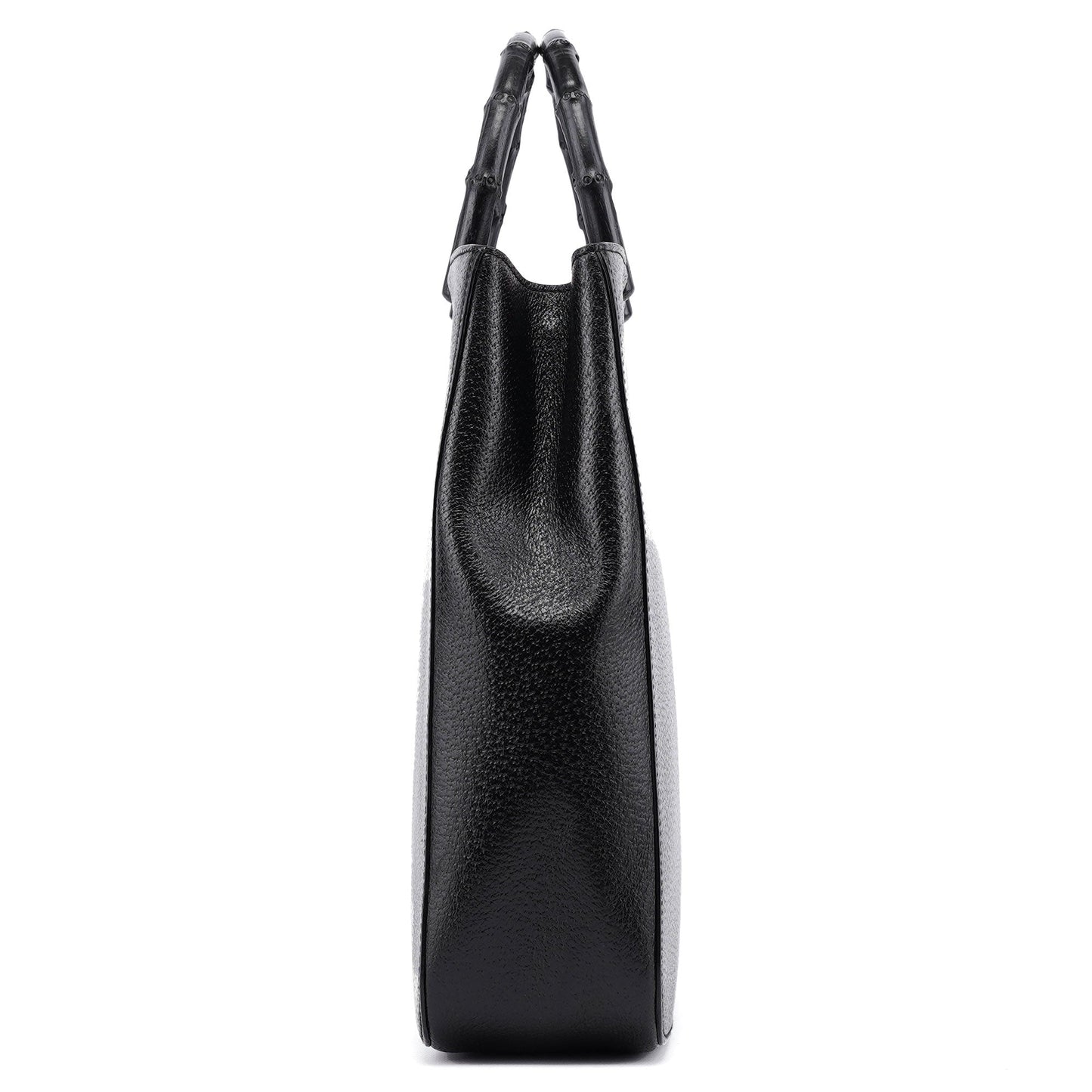002 1060 Black Leather Bamboo Tote