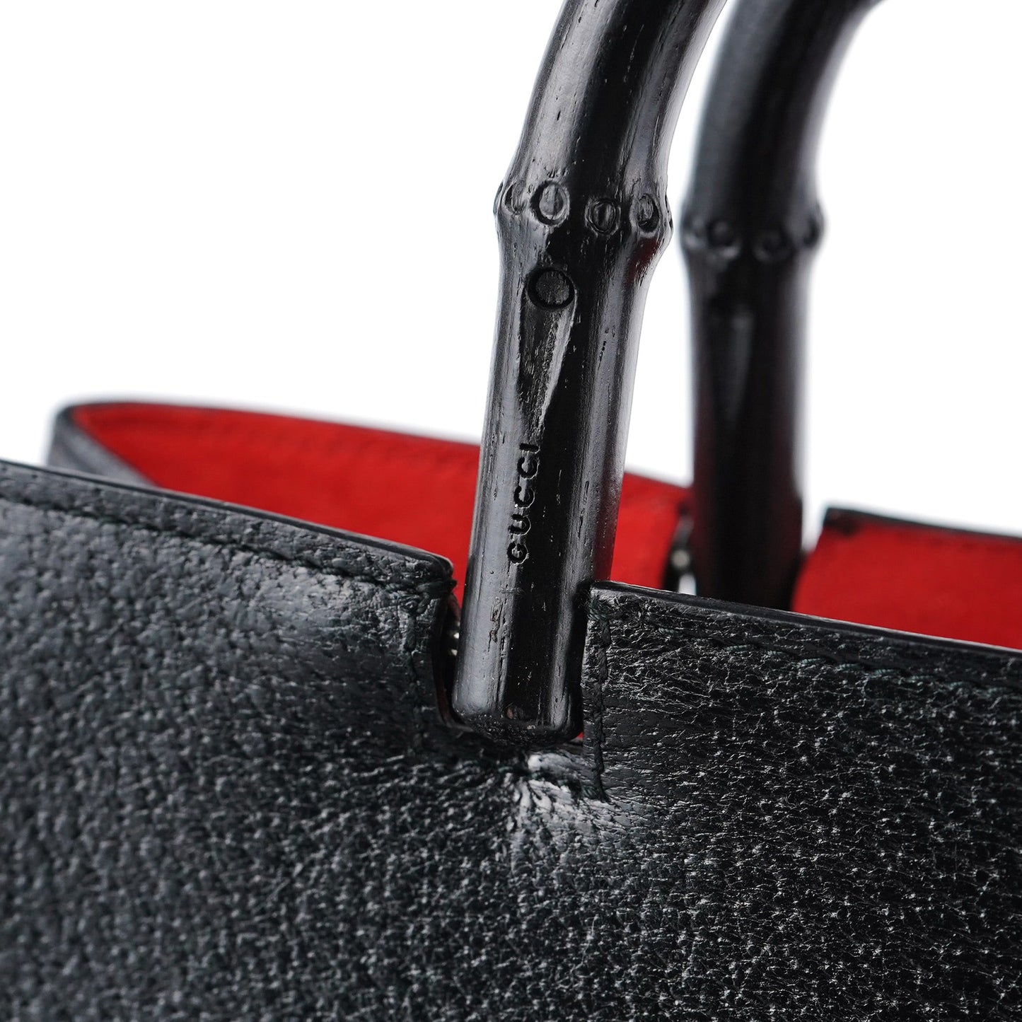 002 1060 Black Leather Bamboo Tote