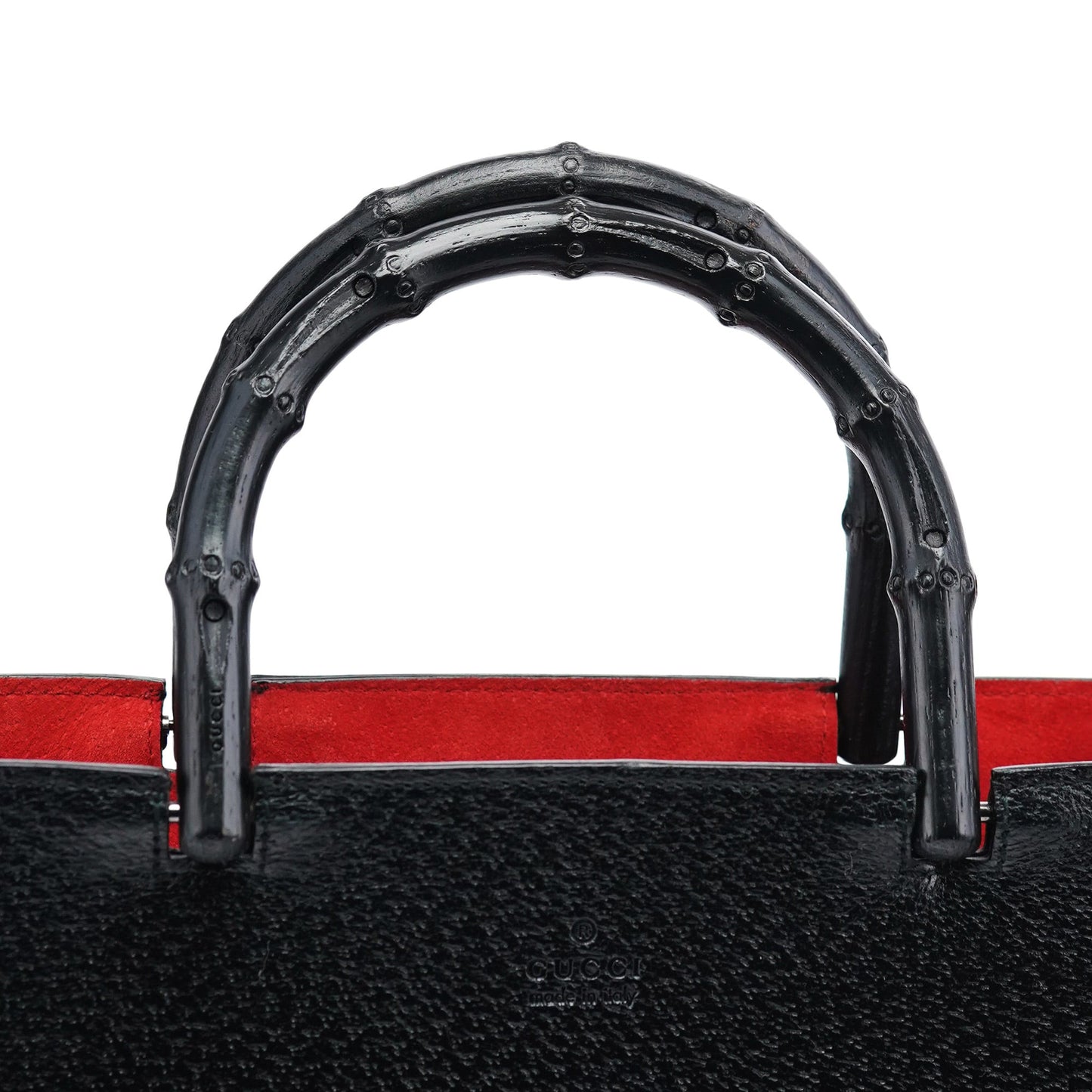 002 1060 Black Leather Bamboo Tote