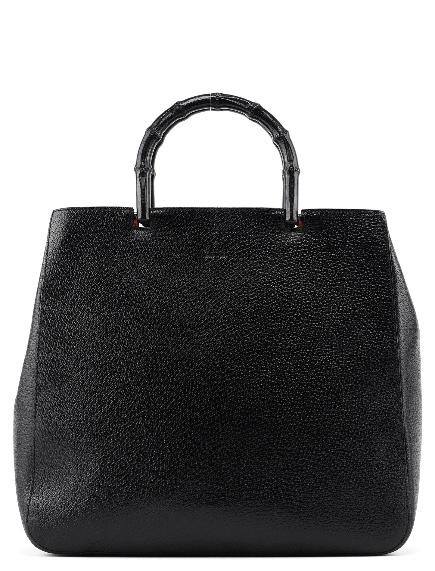 002 1061 Black Leather Bamboo Tote