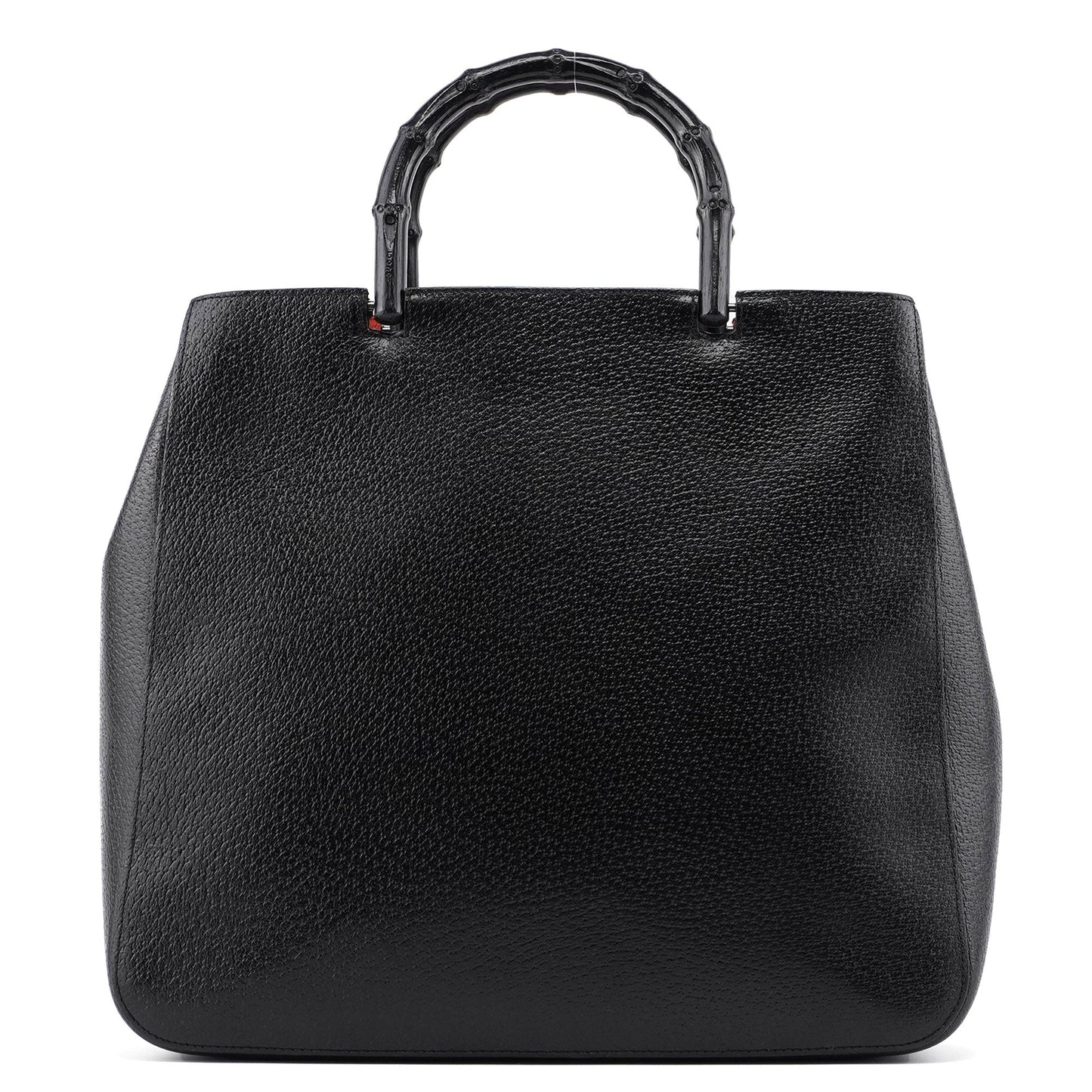 002 1061 Black Leather Bamboo Tote