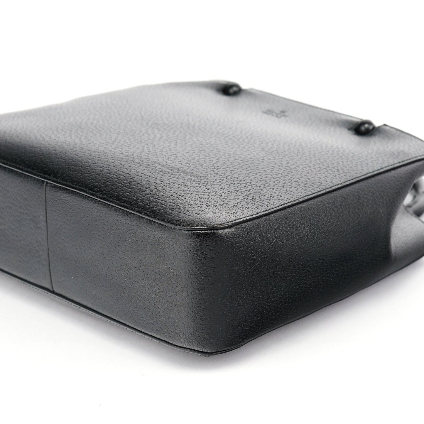 002 1061 Black Leather Bamboo Tote Bag