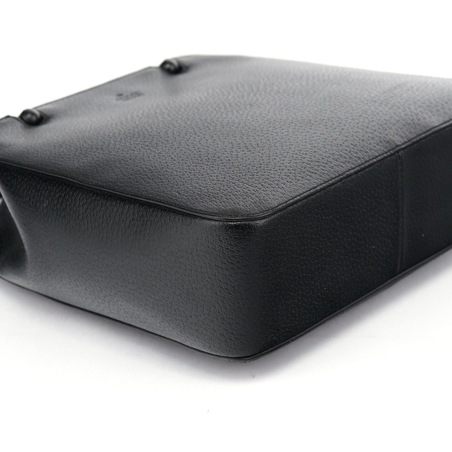 002 1061 Black Leather Bamboo Tote Bag