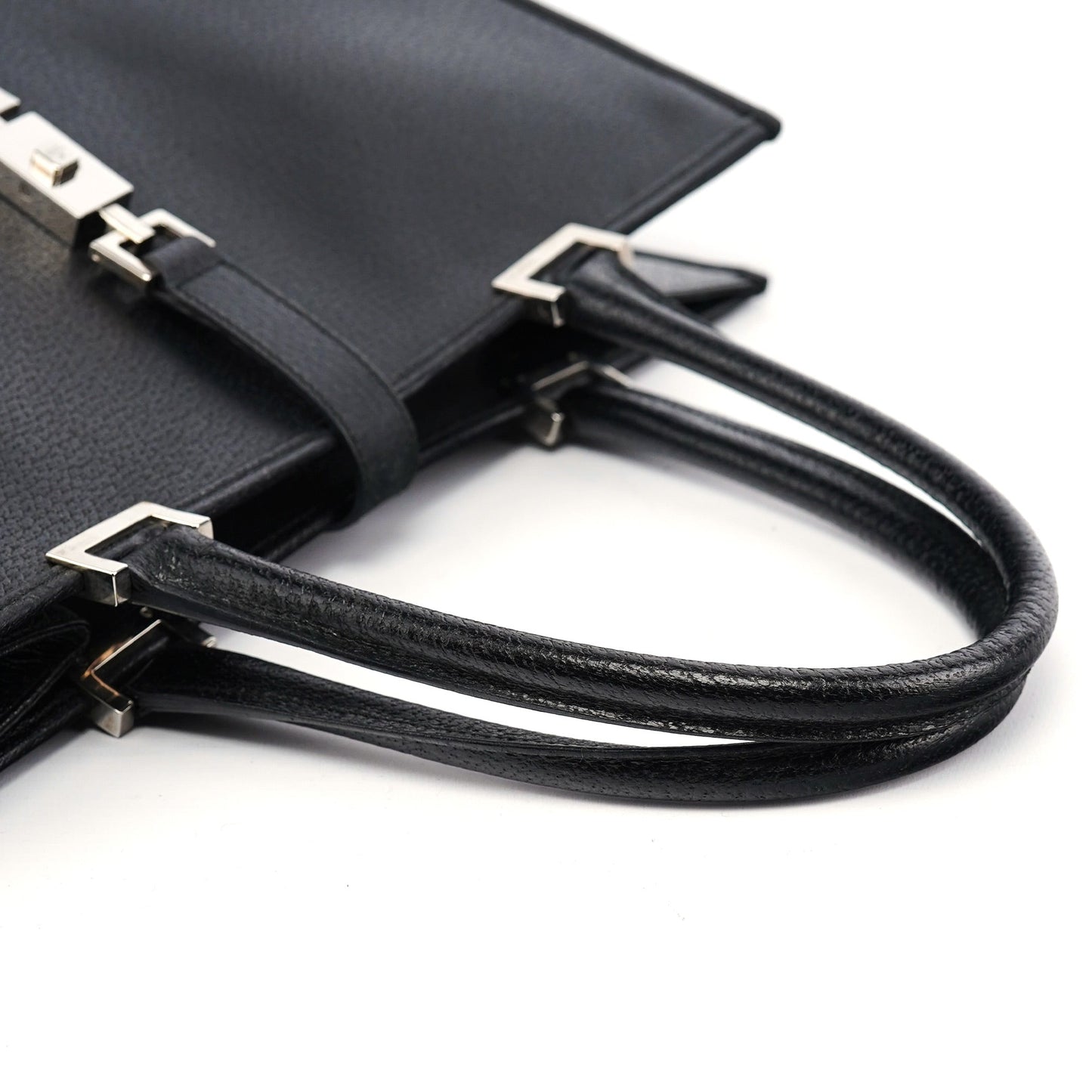 002 1064 Black Leather Jackie Tote