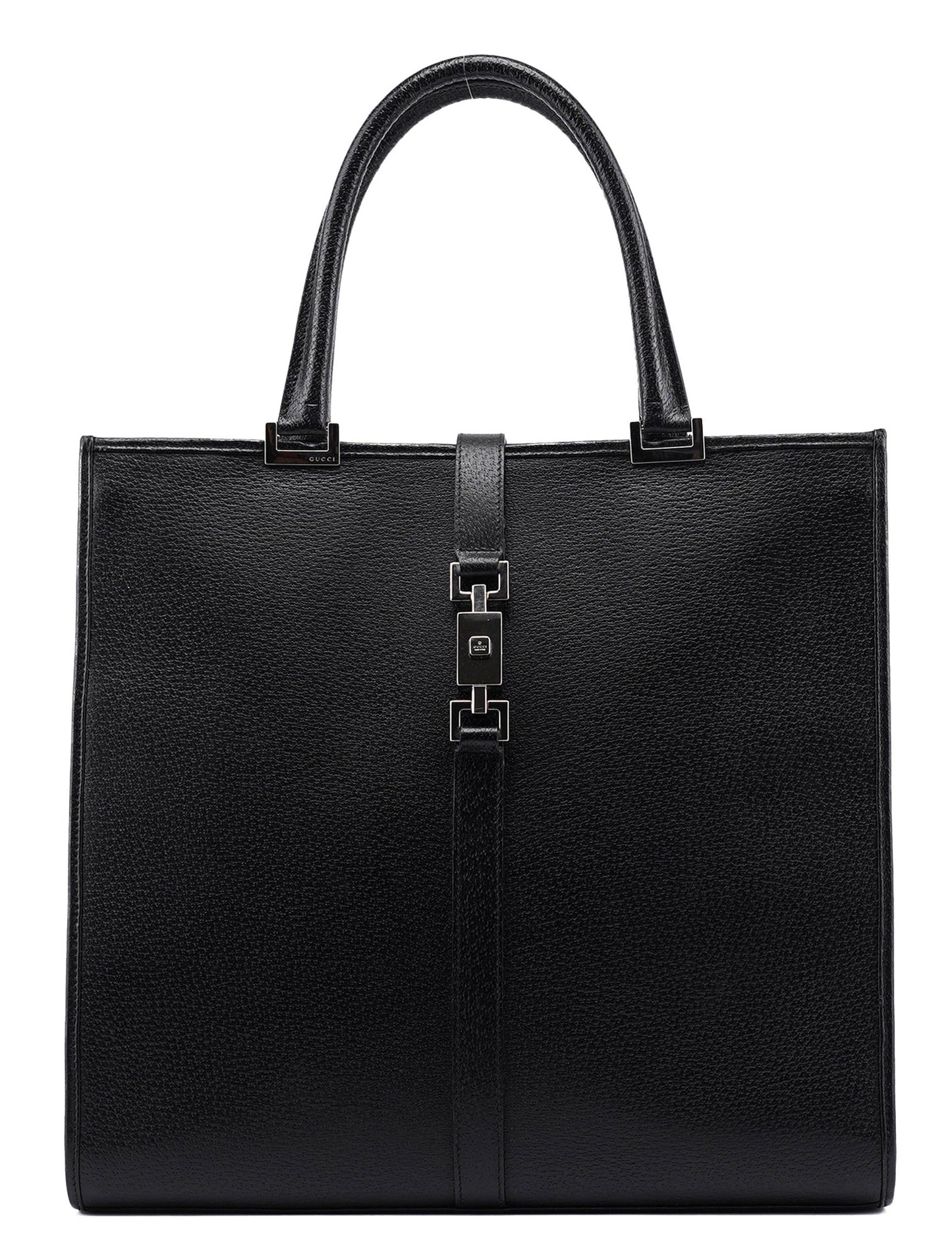 002 1064 Black Leather Jackie Tote