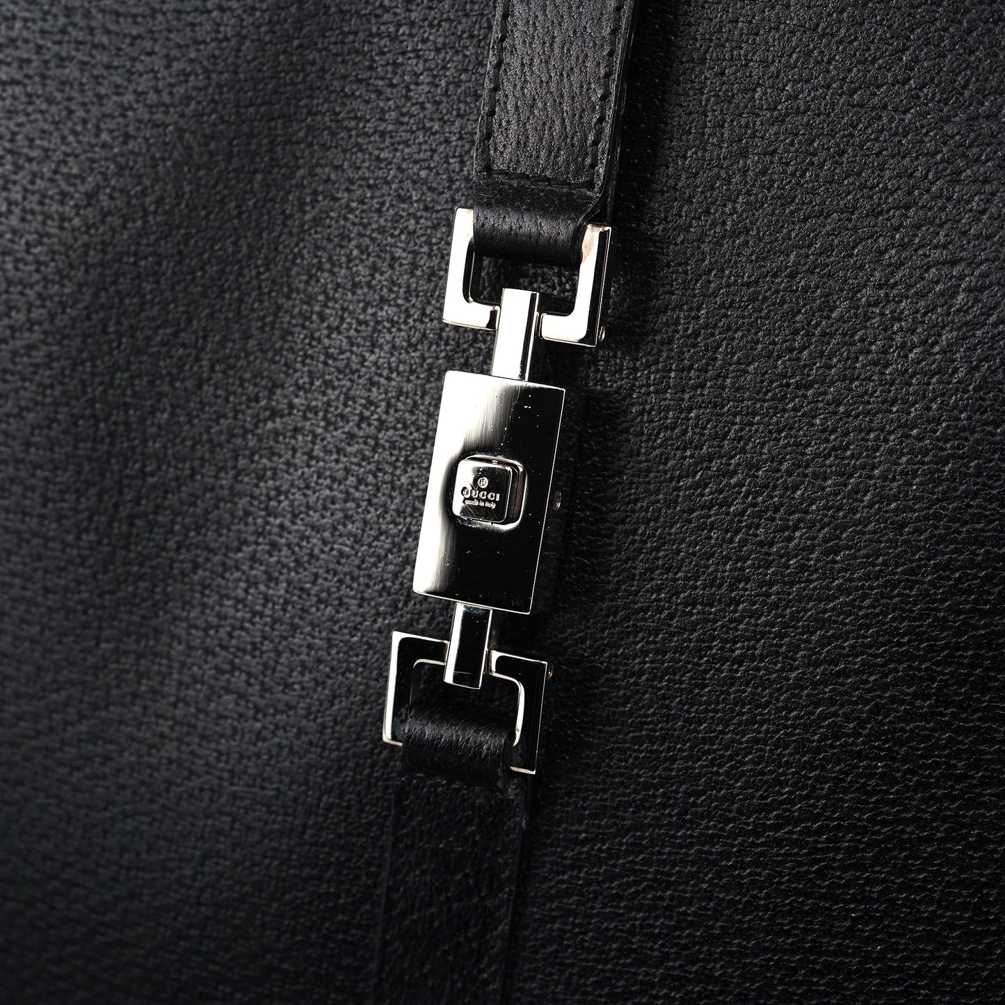 002 1064 Black Leather Jackie Tote