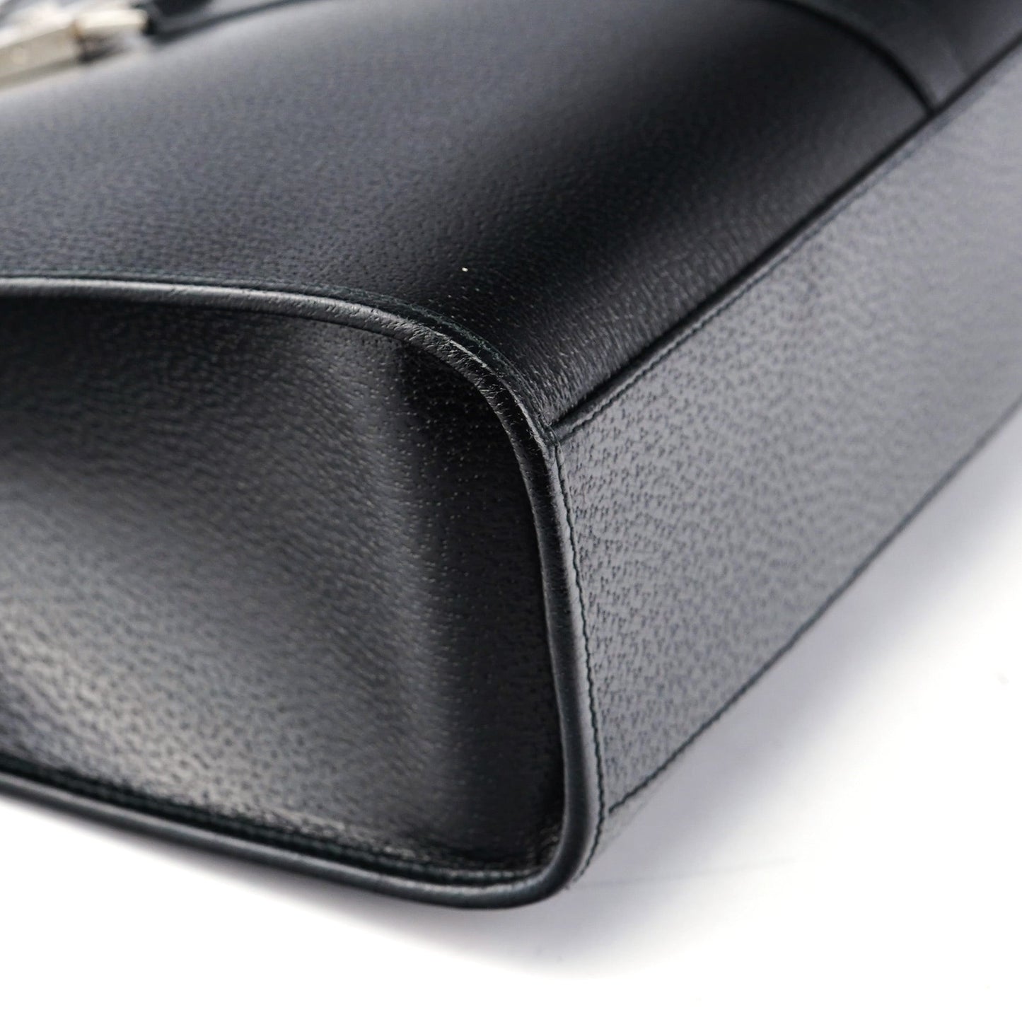 002 1064 Black Leather Jackie Tote Bag