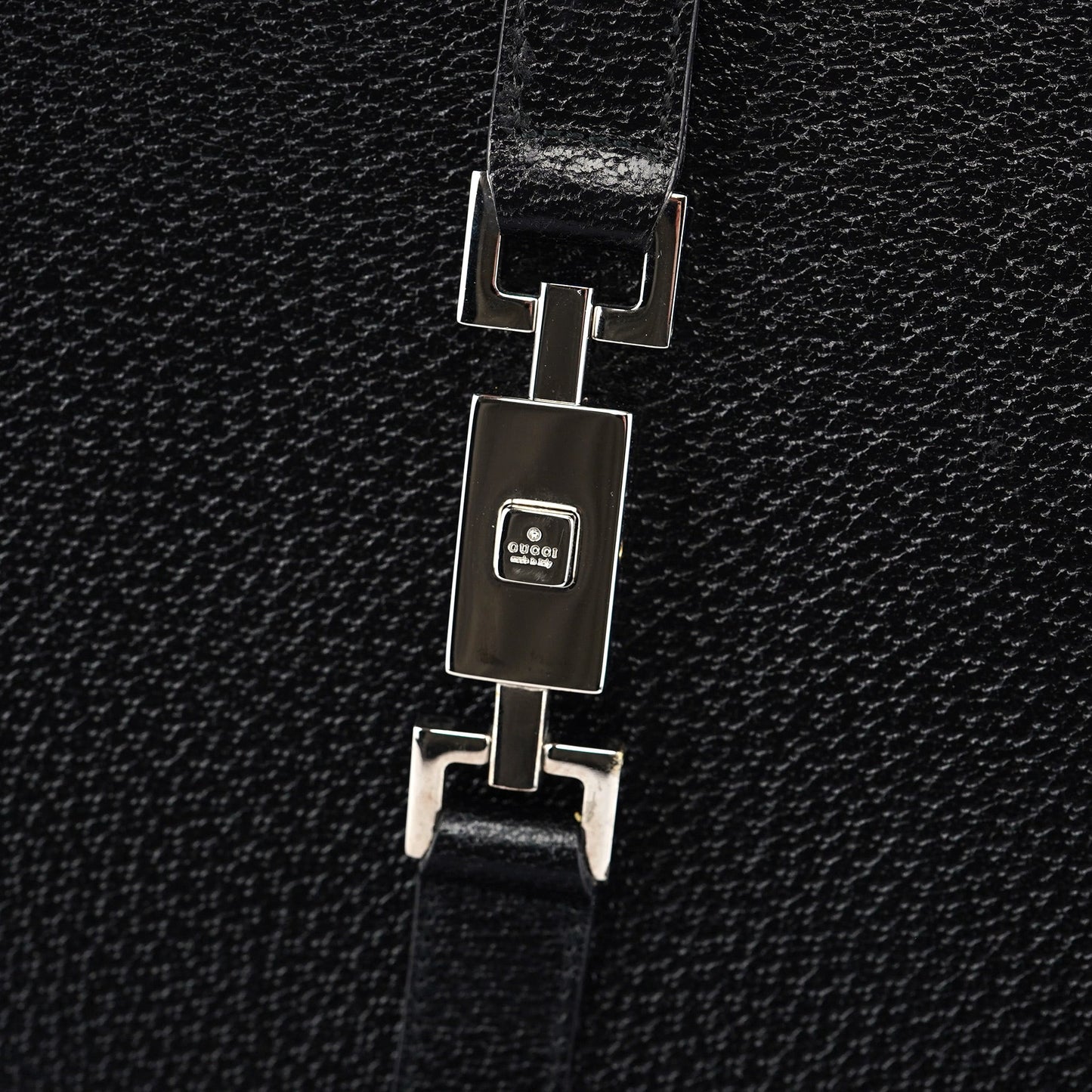 002 1064 Black Leather Jackie Tote Bag