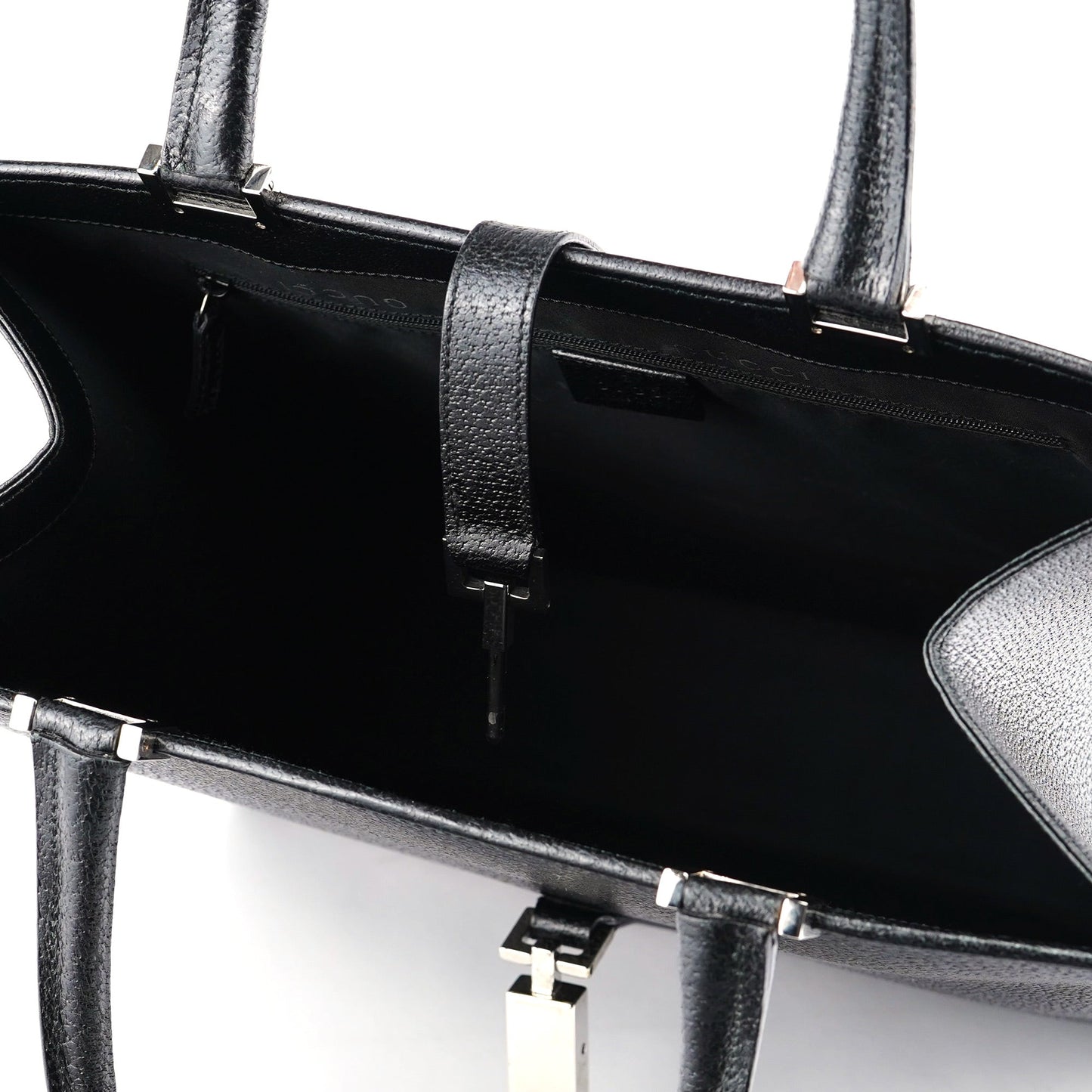 002 1064 Black Leather Jackie Tote Bag