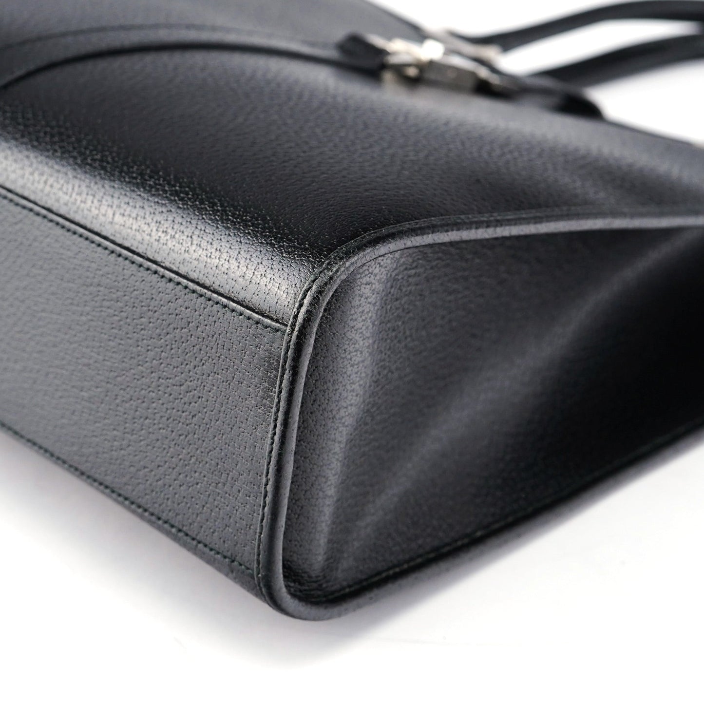 002 1064 Black Leather Jackie Tote Bag