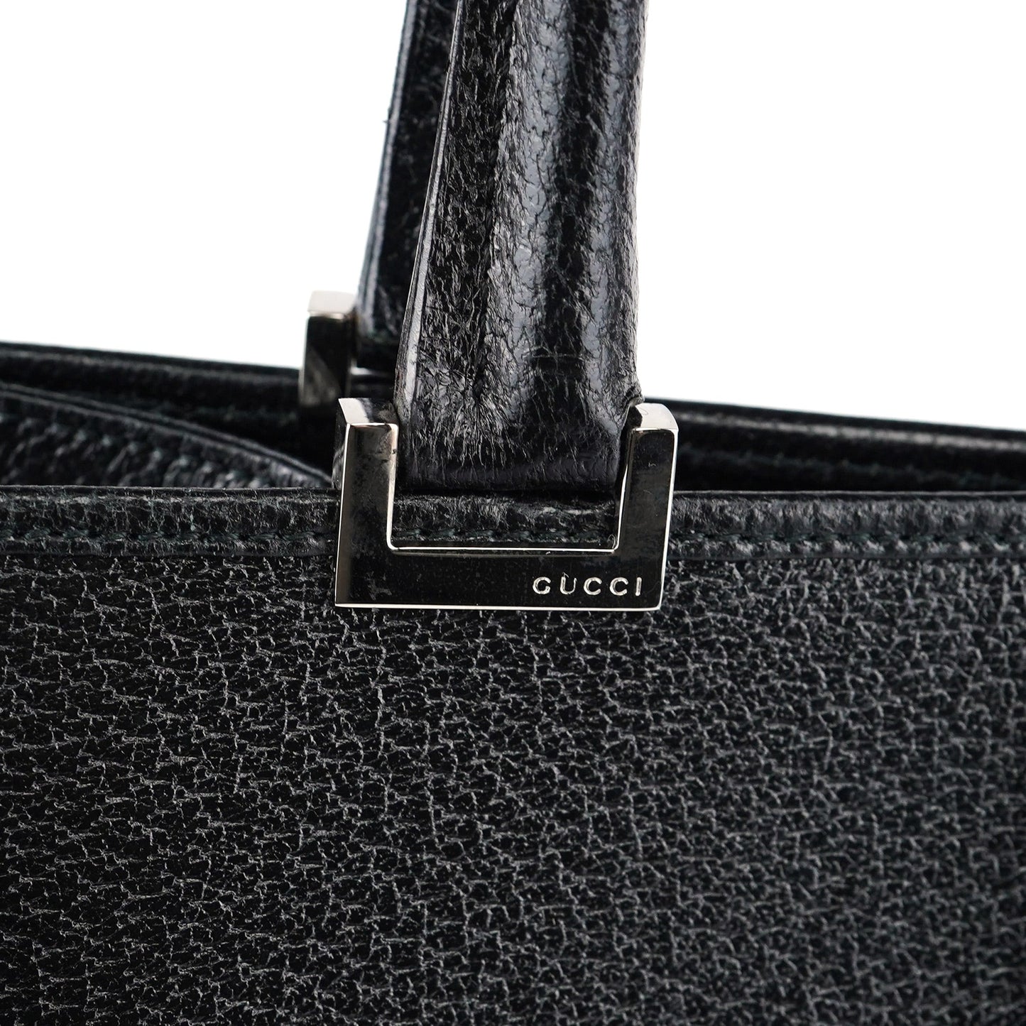 002 1064 Black Leather Jackie Tote Bag