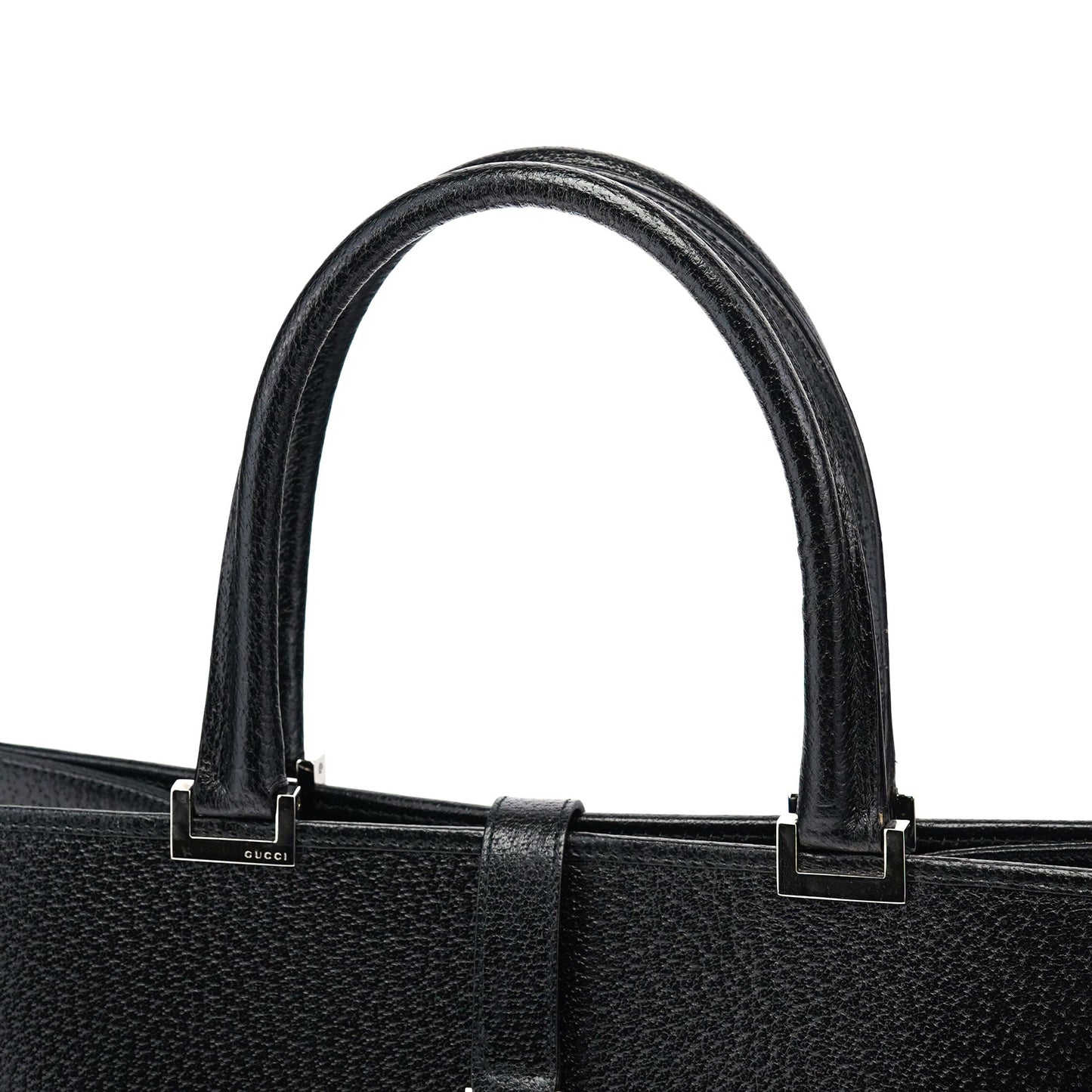 002 1064 Black Leather Jackie Tote Bag