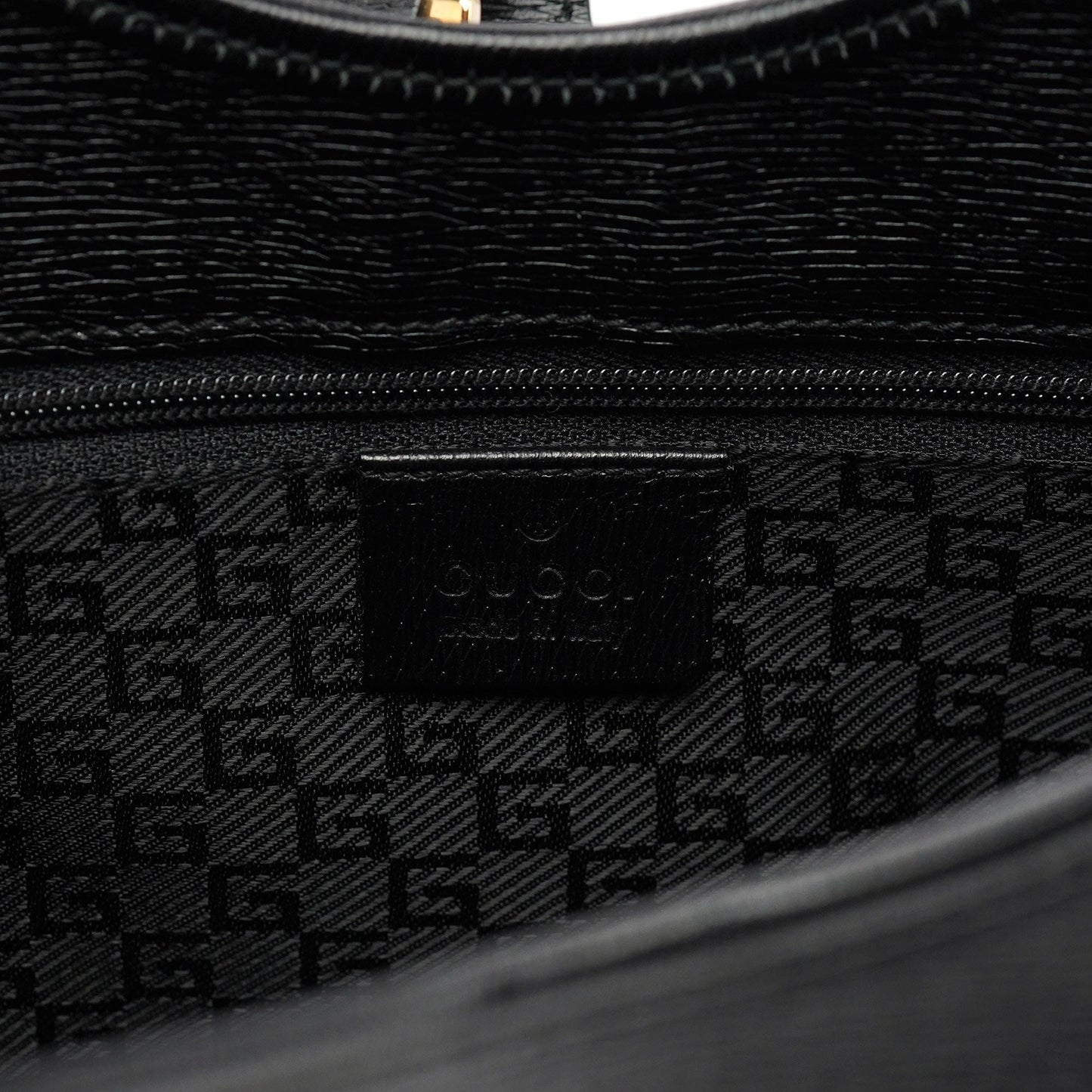 002 1066 Black Leather Jackie Shoulder Bag