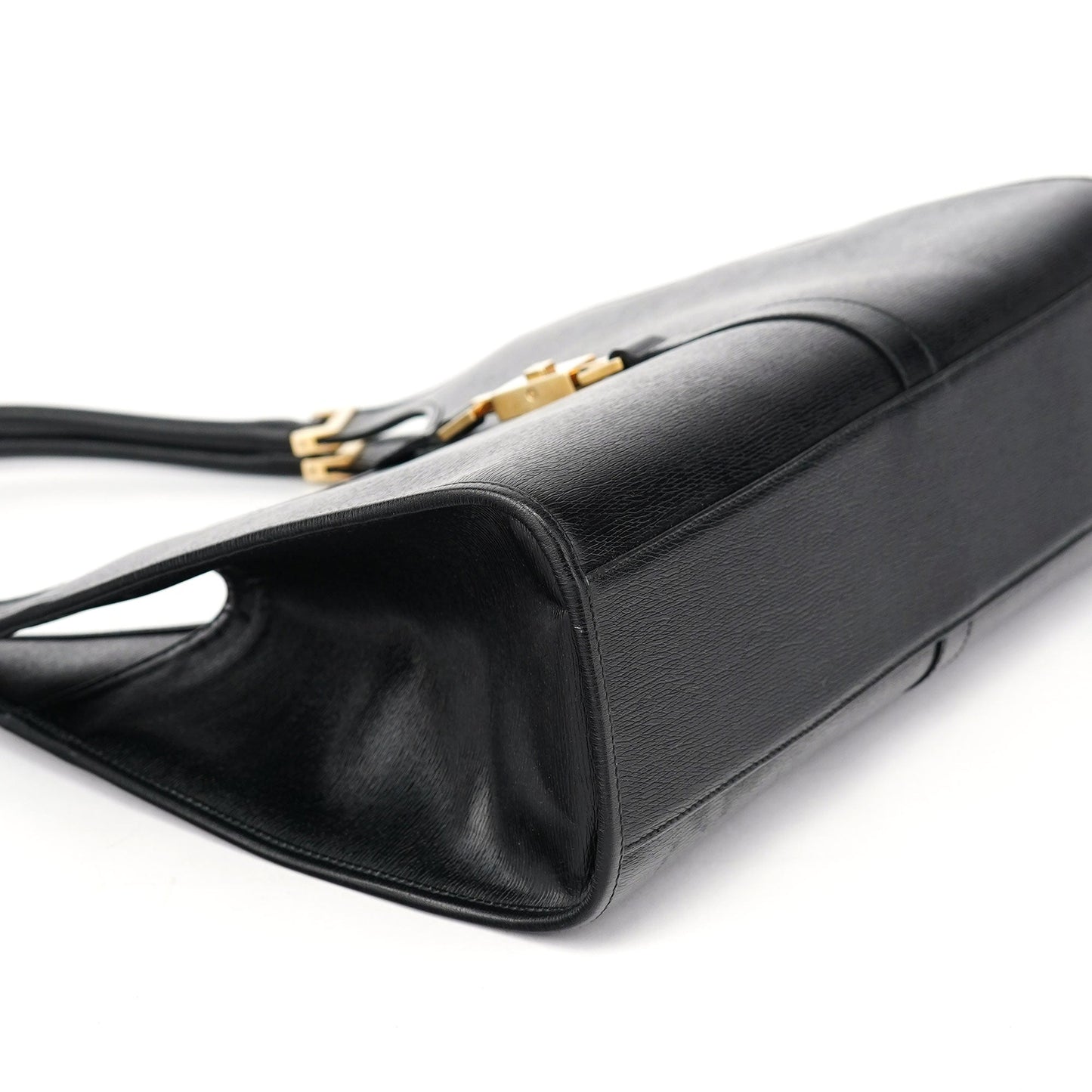 002 1066 Black Leather Jackie Shoulder Bag