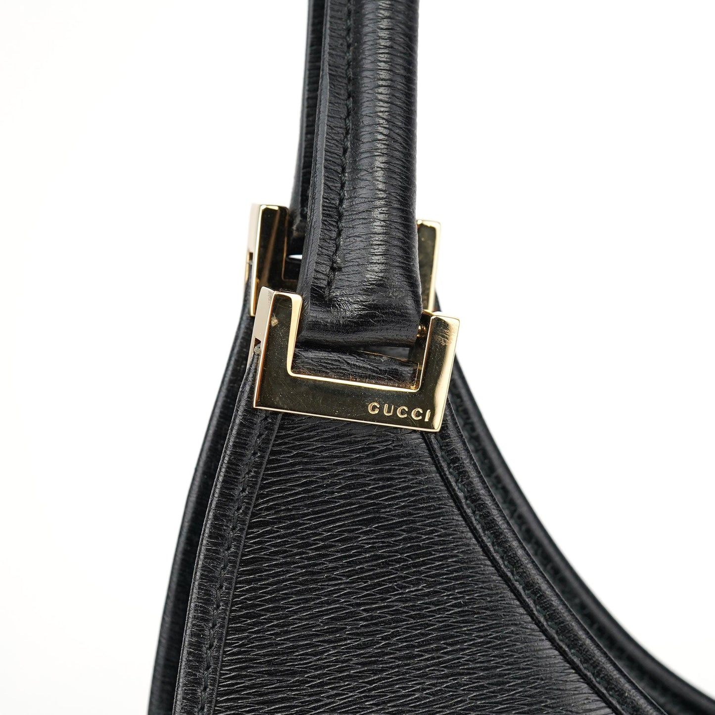 002 1066 Black Leather Jackie Shoulder Bag