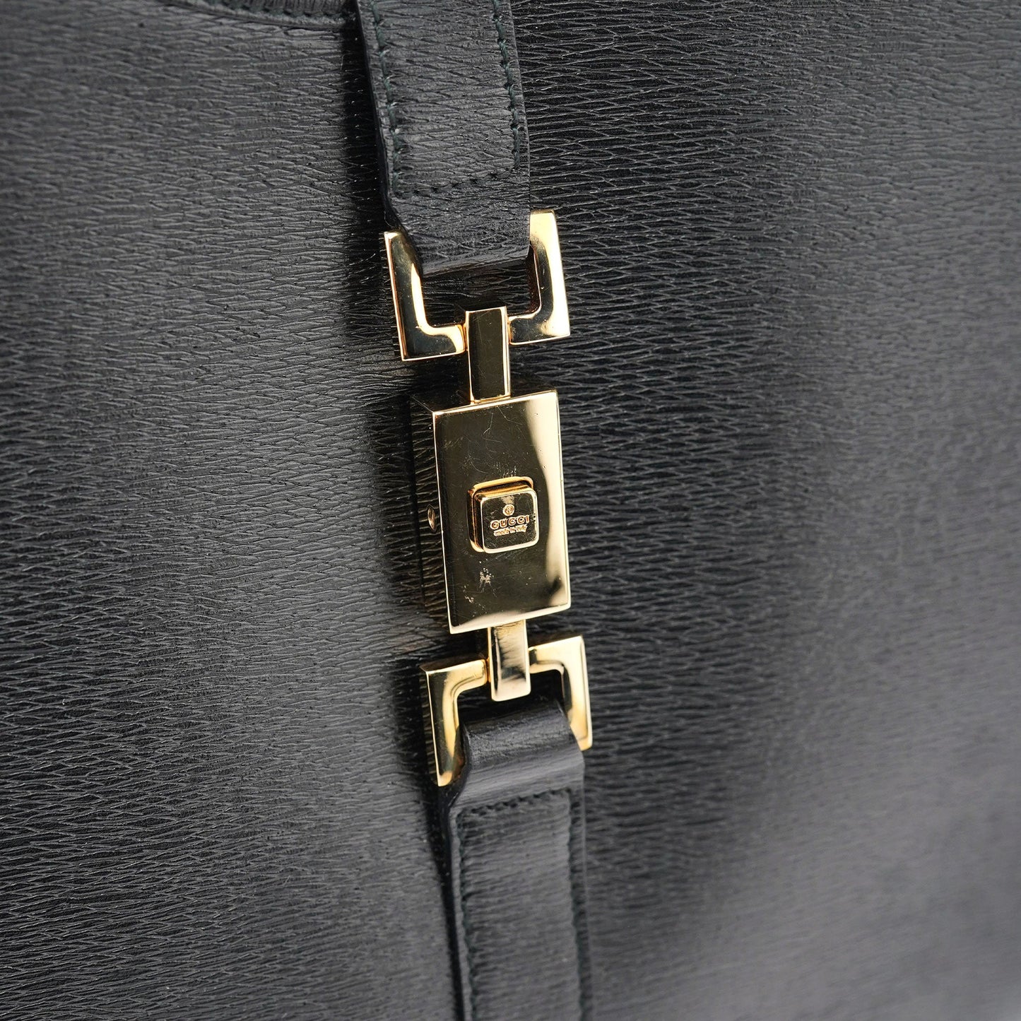 002 1066 Black Leather Jackie Shoulder Bag