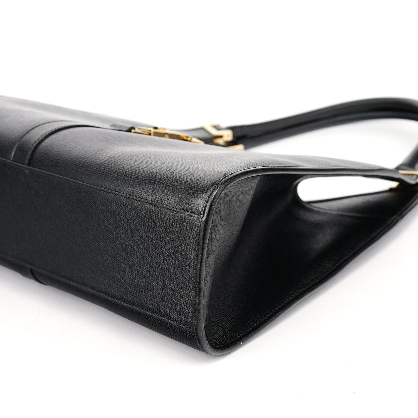 002 1066 Black Leather Jackie Shoulder Bag