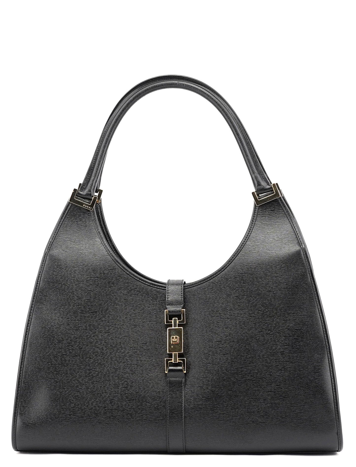 002 1066 Black Leather Jackie Shoulder Bag