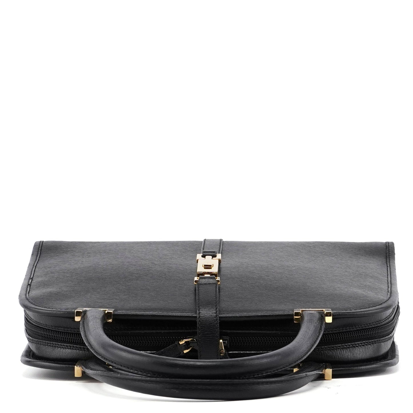002 1071 Black Leather Jackie Tote Bag