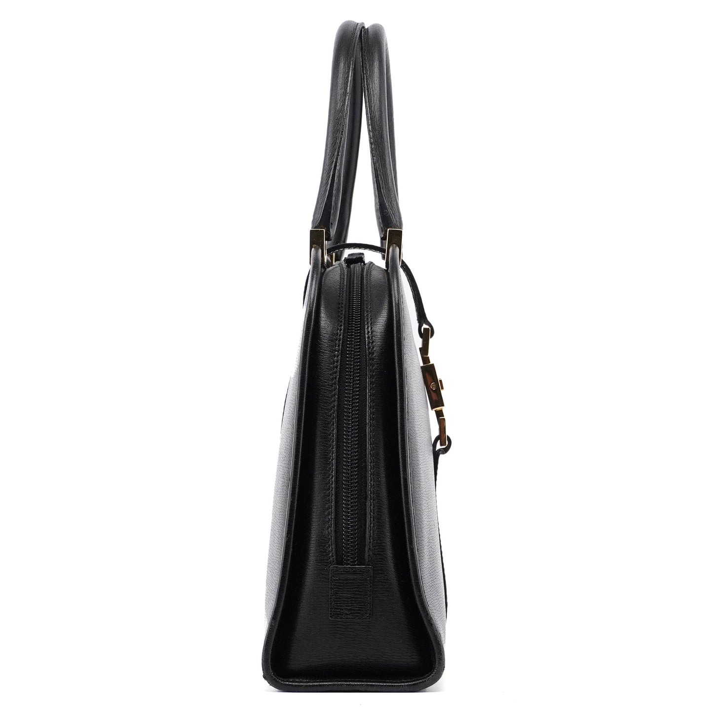002 1071 Black Leather Jackie Tote Bag