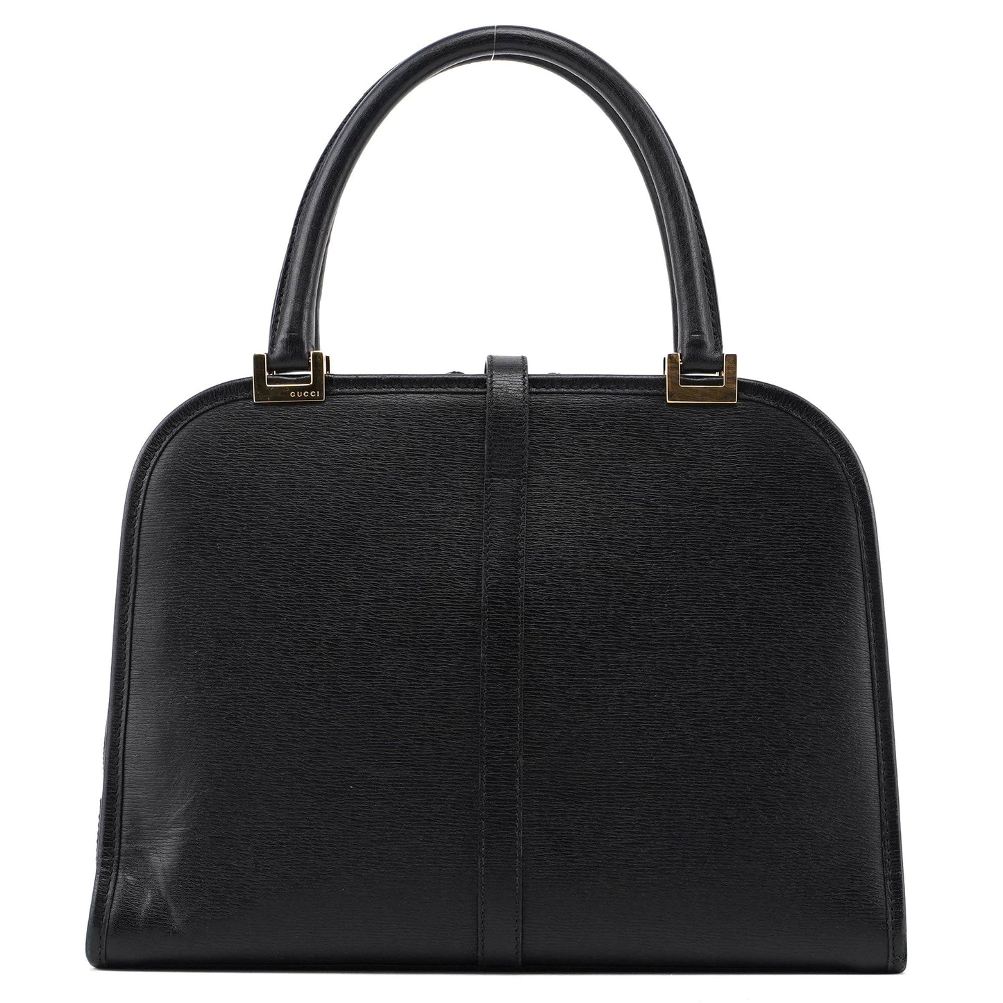 002 1071 Black Leather Jackie Tote Bag