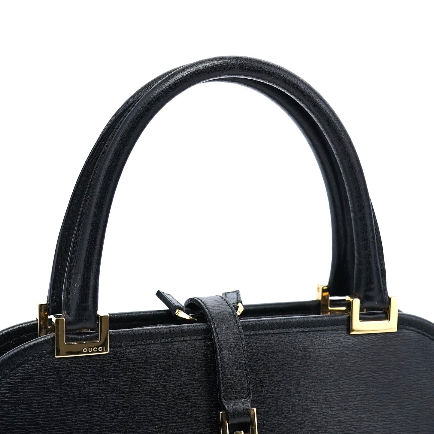 002 1071 Black Leather Jackie Tote Bag