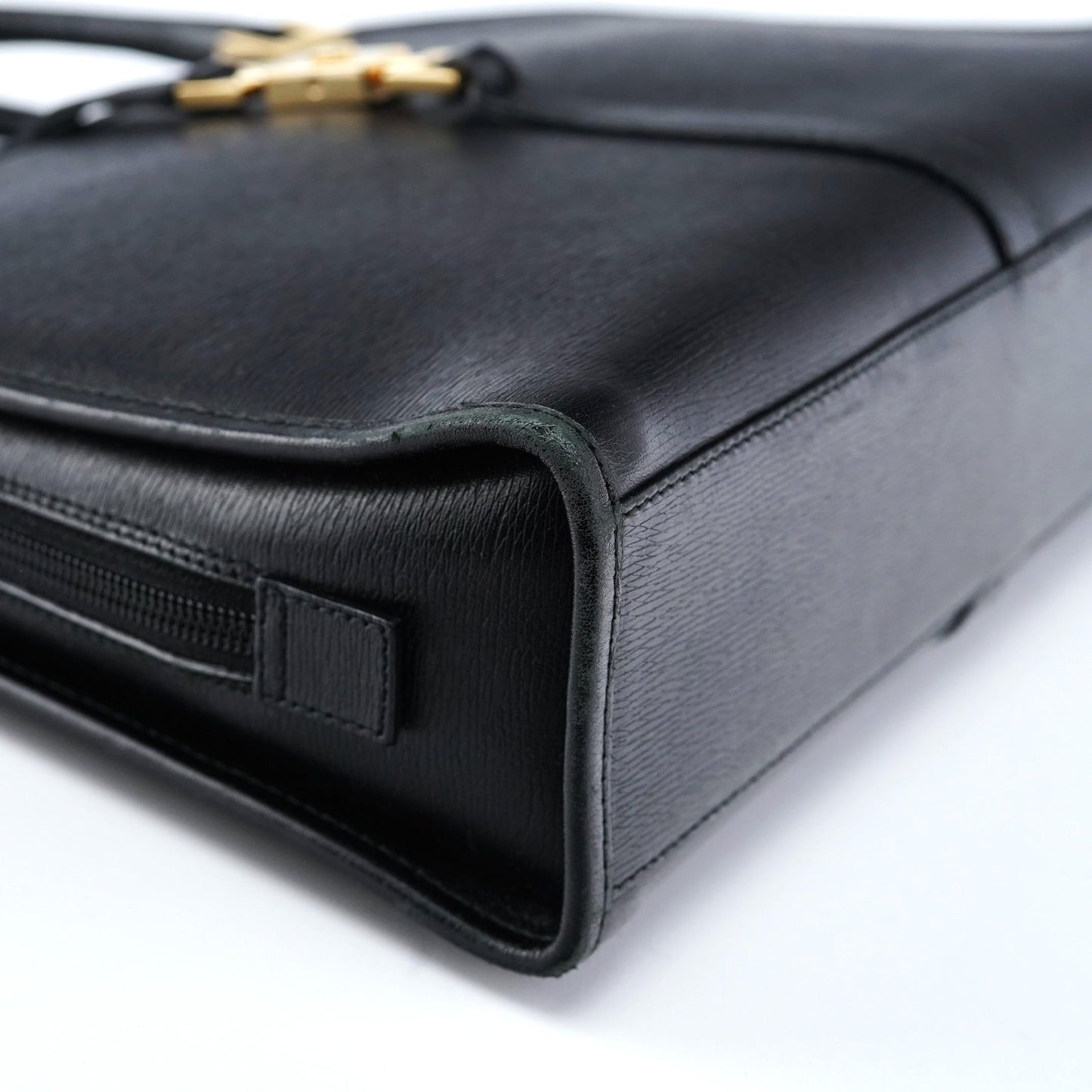 002 1071 Black Leather Jackie Tote Bag