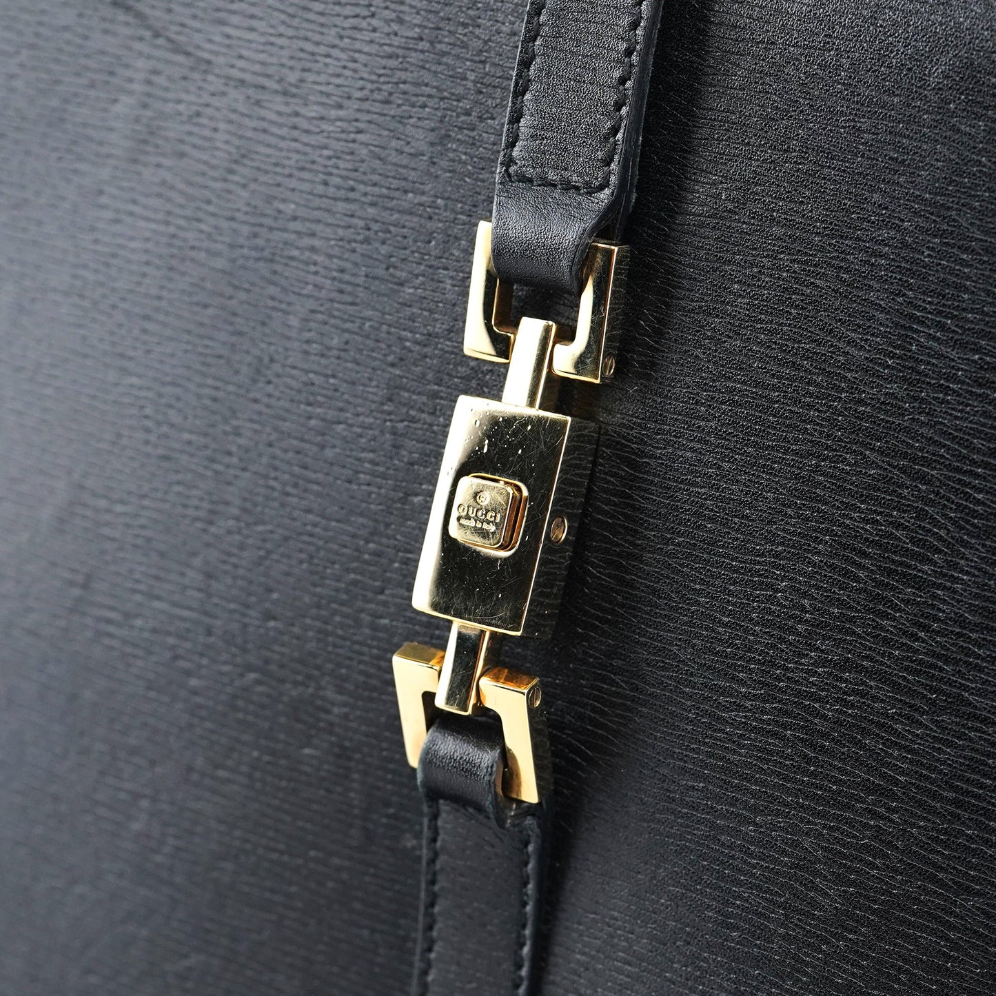 002 1071 Black Leather Jackie Tote Bag