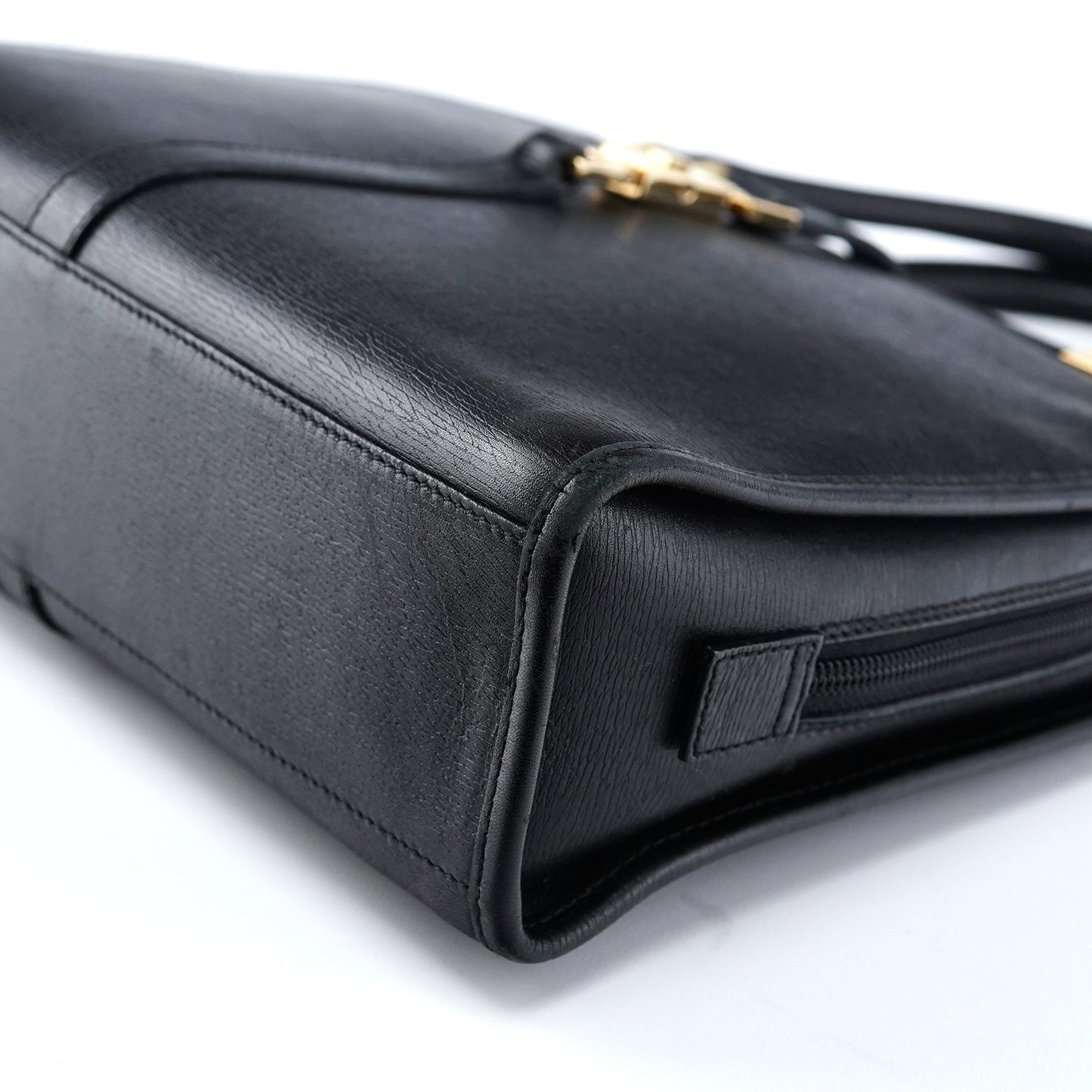 002 1071 Black Leather Jackie Tote Bag