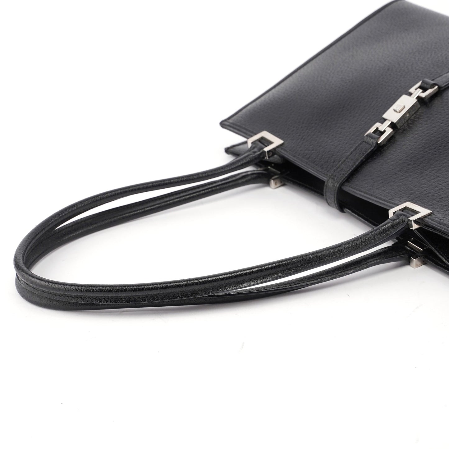 002 1073 Black Leather Jackie Tote