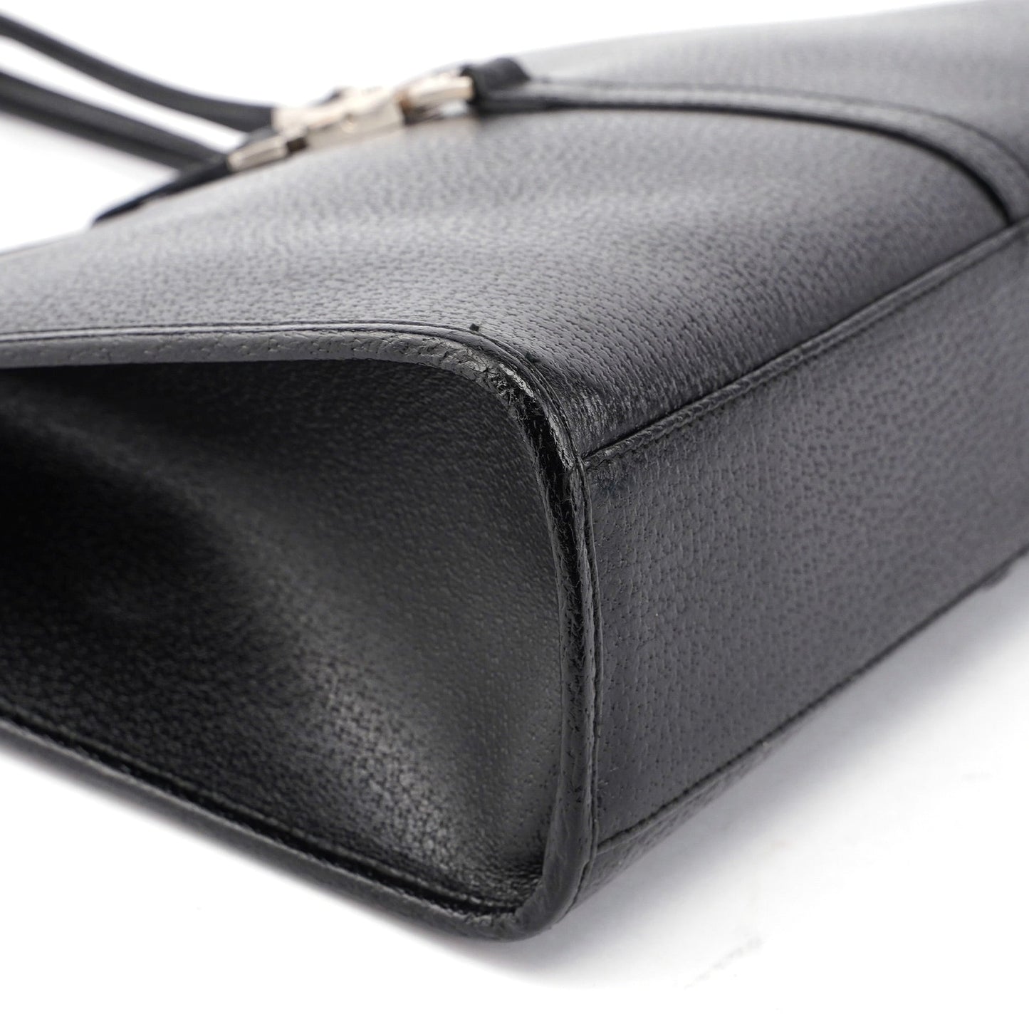 002 1073 Black Leather Jackie Tote