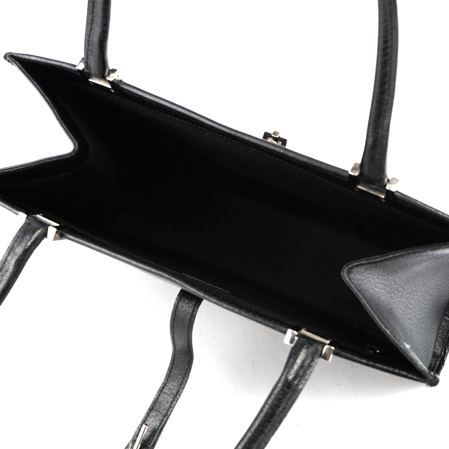 002 1073 Black Leather Jackie Tote