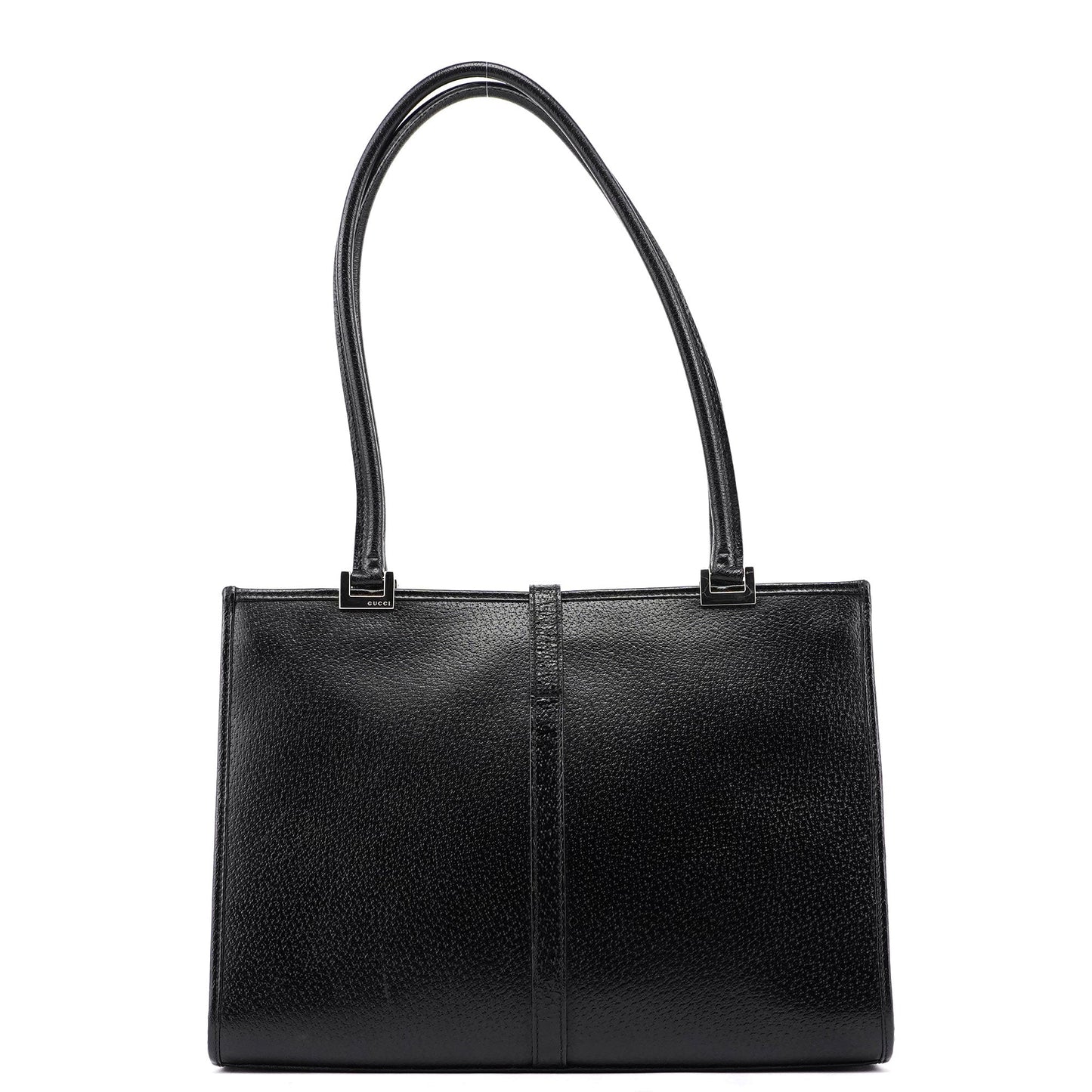 002 1073 Black Leather Jackie Tote