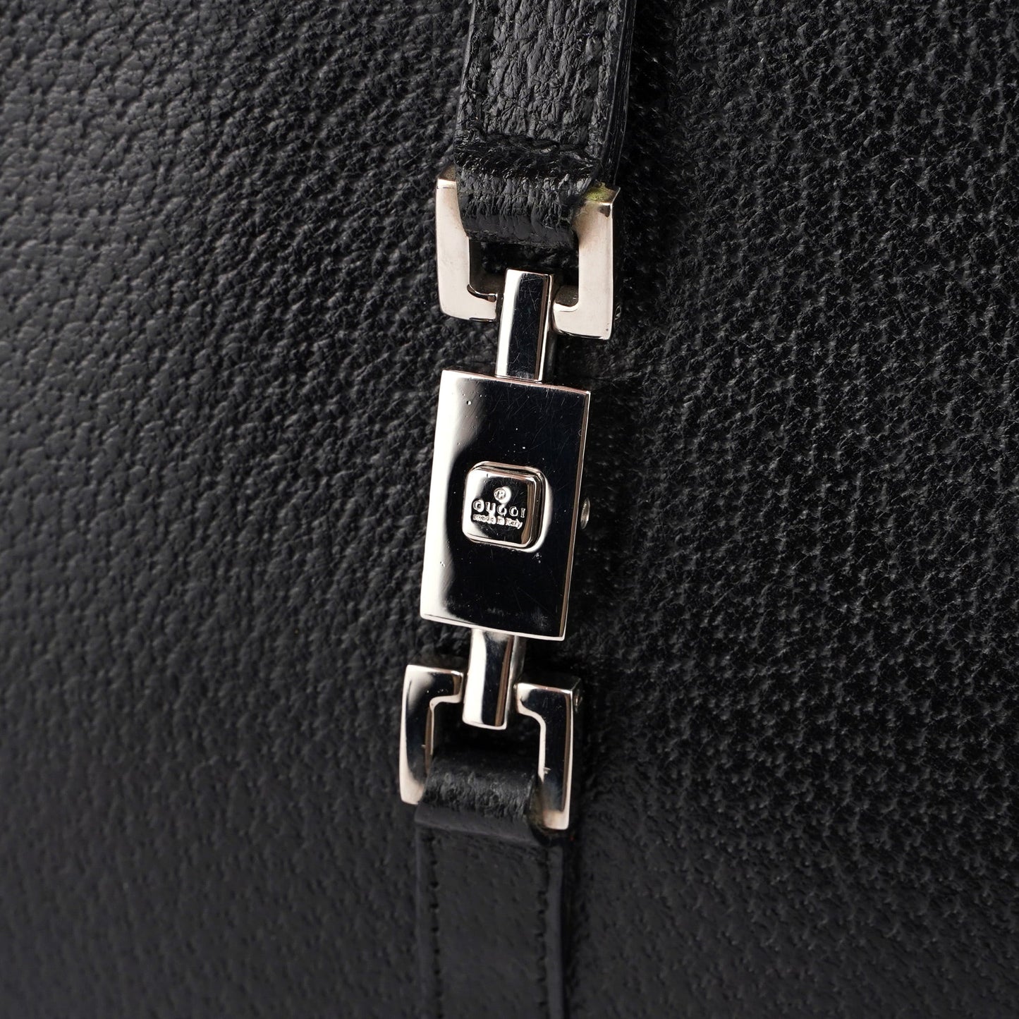 002 1073 Black Leather Jackie Tote