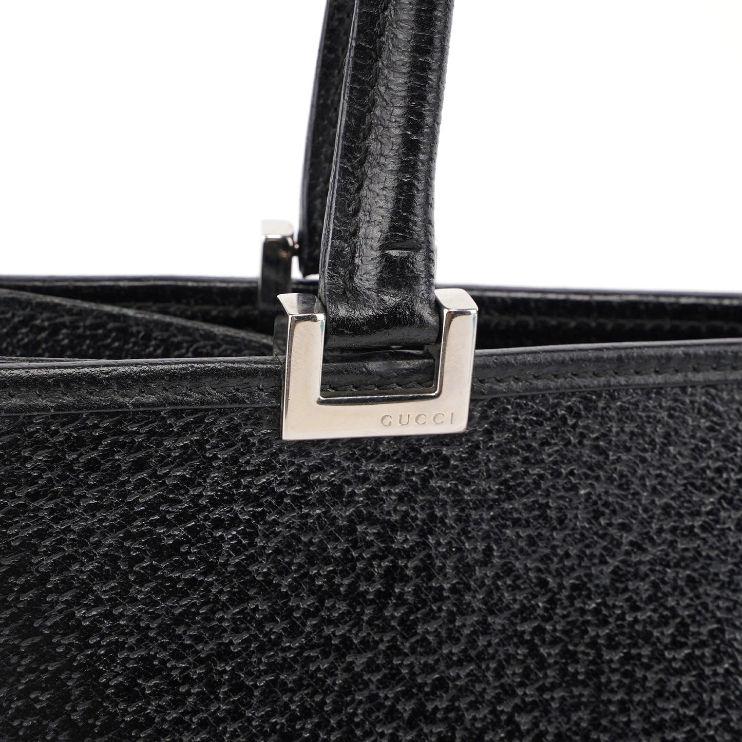 002 1073 Black Leather Jackie Tote