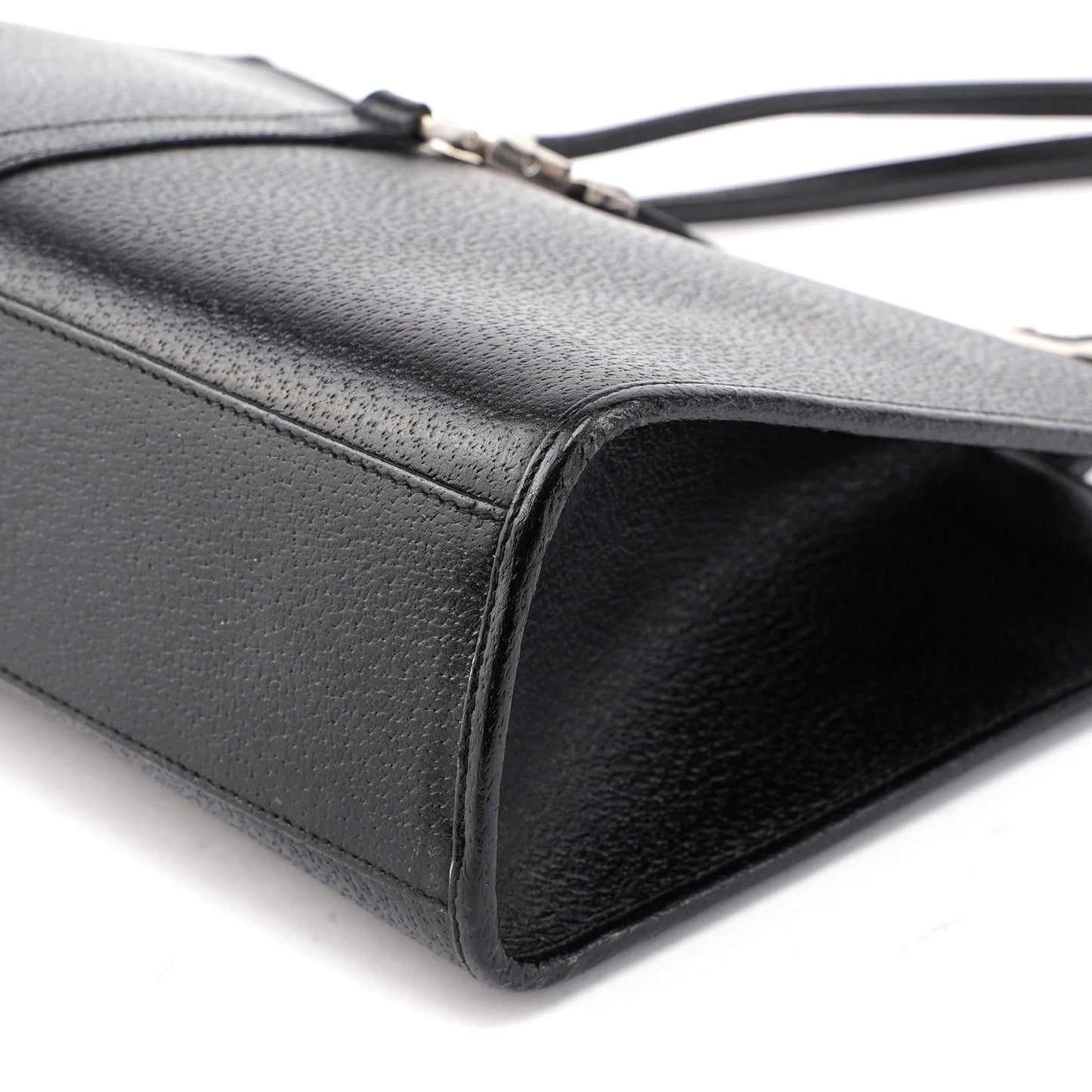 002 1073 Black Leather Jackie Tote