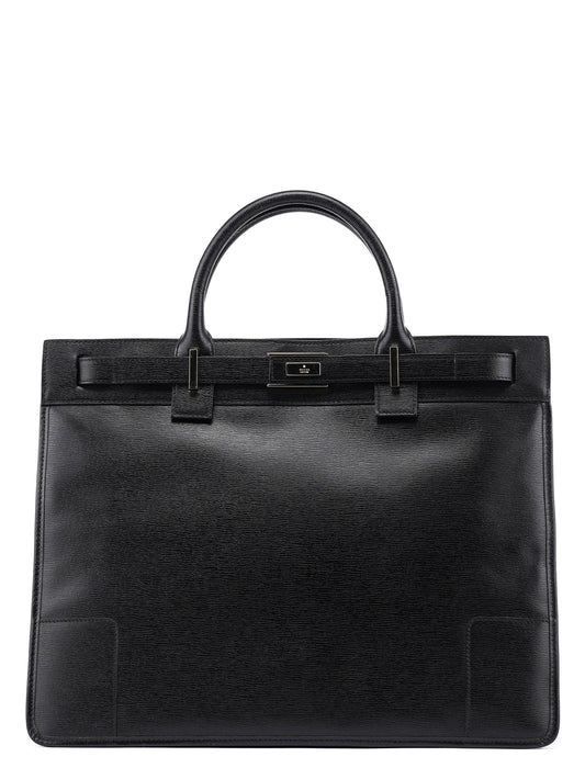 002 1090 Black Leather Tote Bag