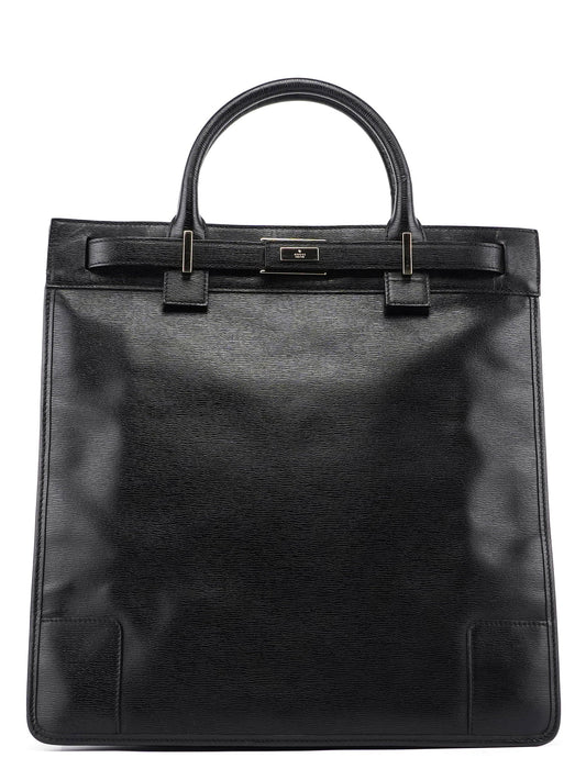 002 1091 Black Leather Tote Bag