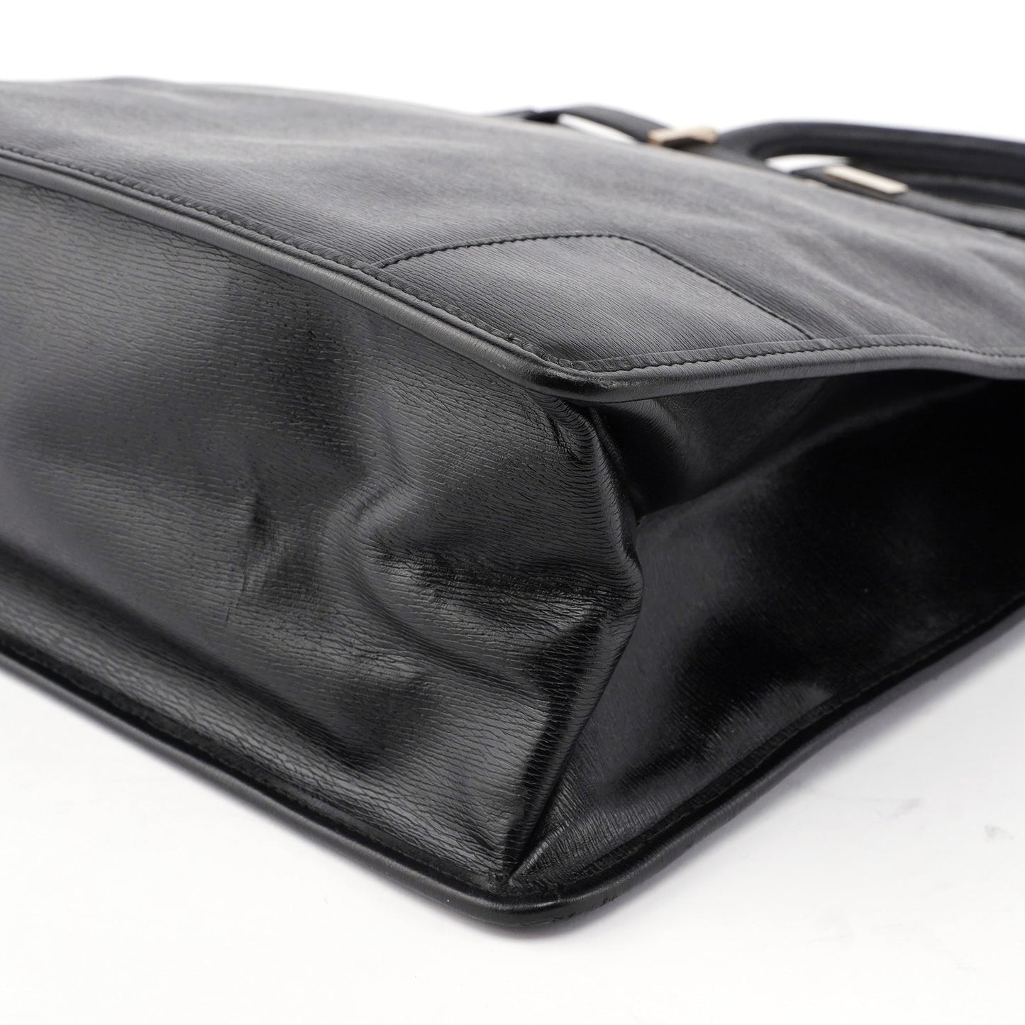 002 1091 Black Leather Tote Bag