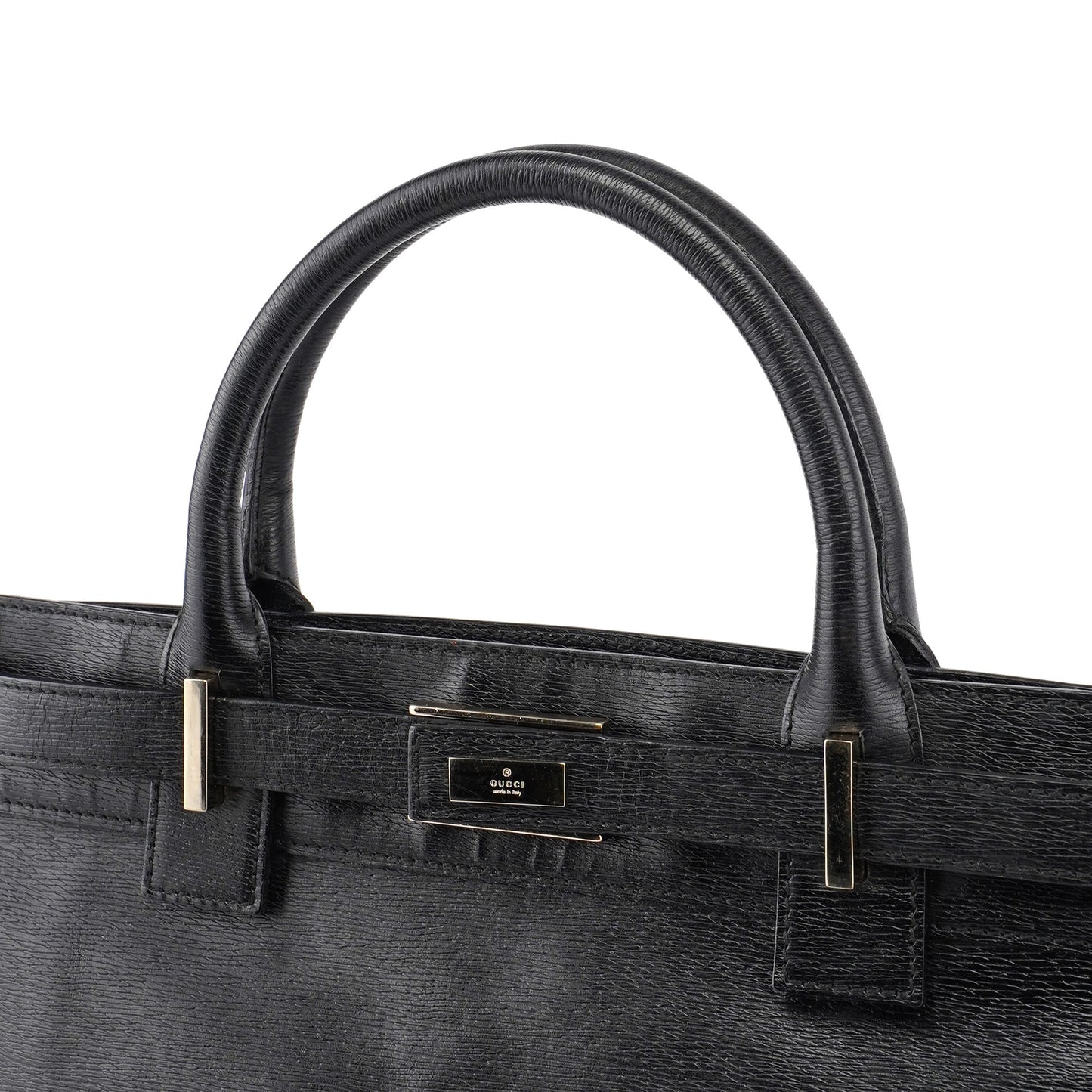 002 1091 Black Leather Tote Bag