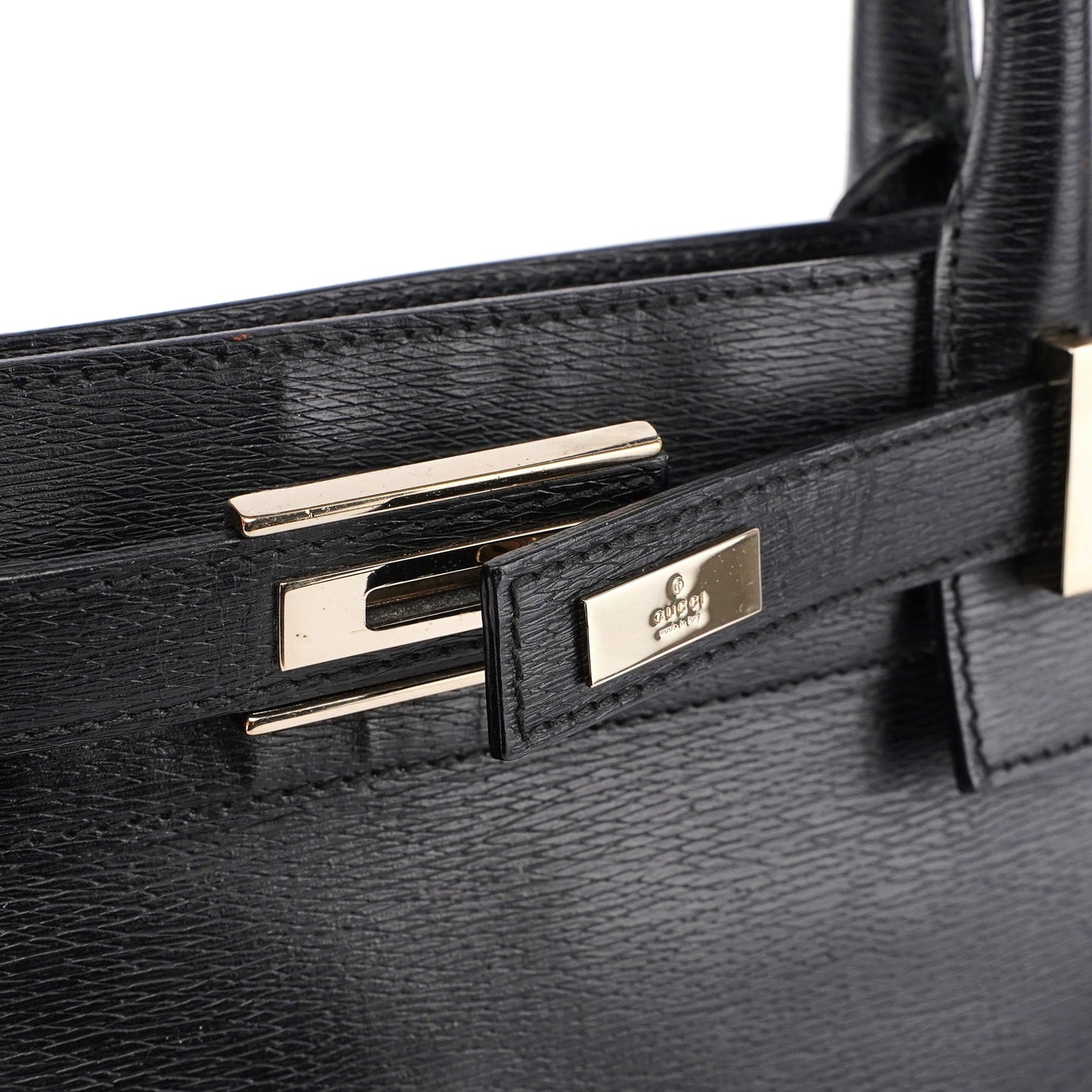 002 1091 Black Leather Tote Bag