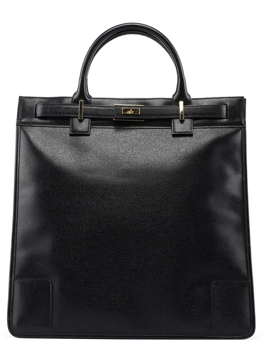 002 1091 Black Leather Tote Bag