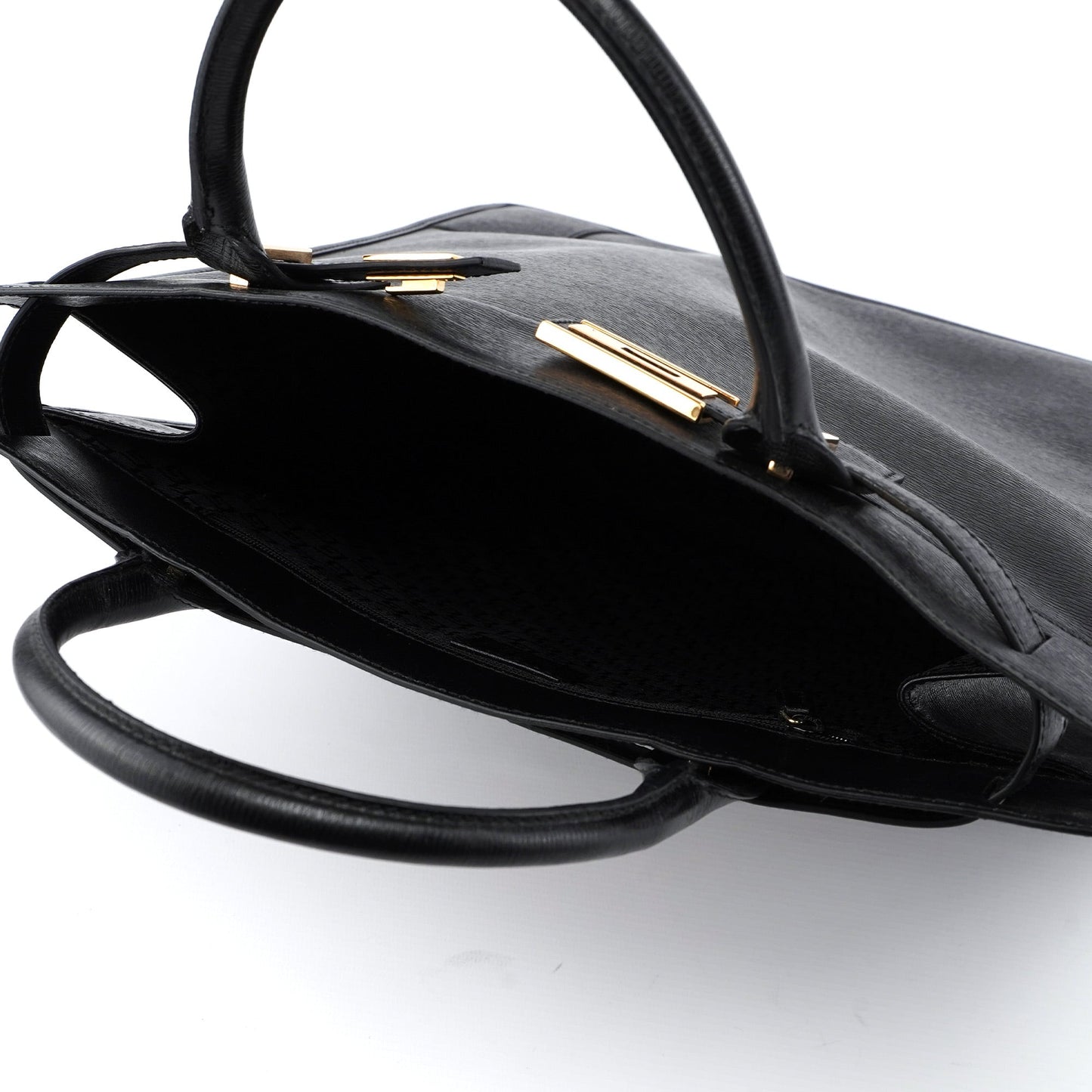 002 1091 Black Leather Tote Bag