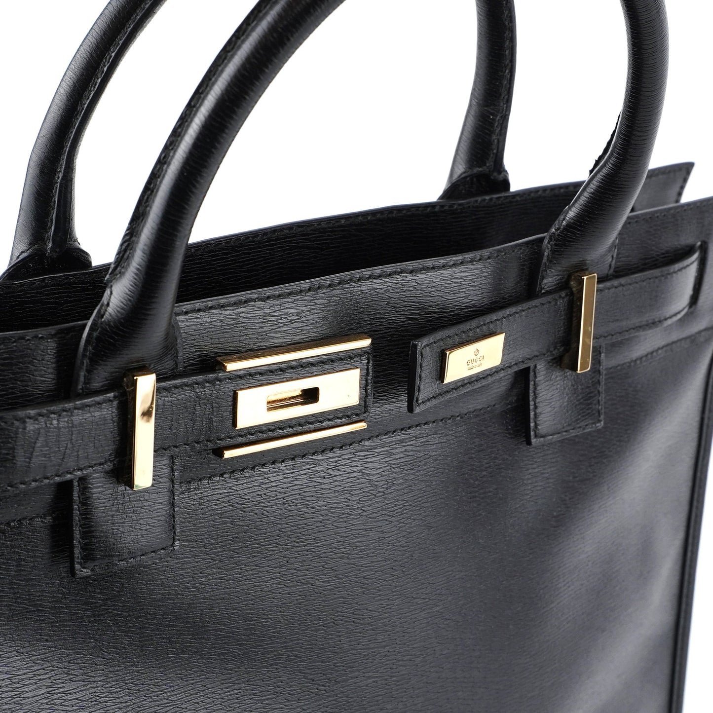 002 1091 Black Leather Tote Bag