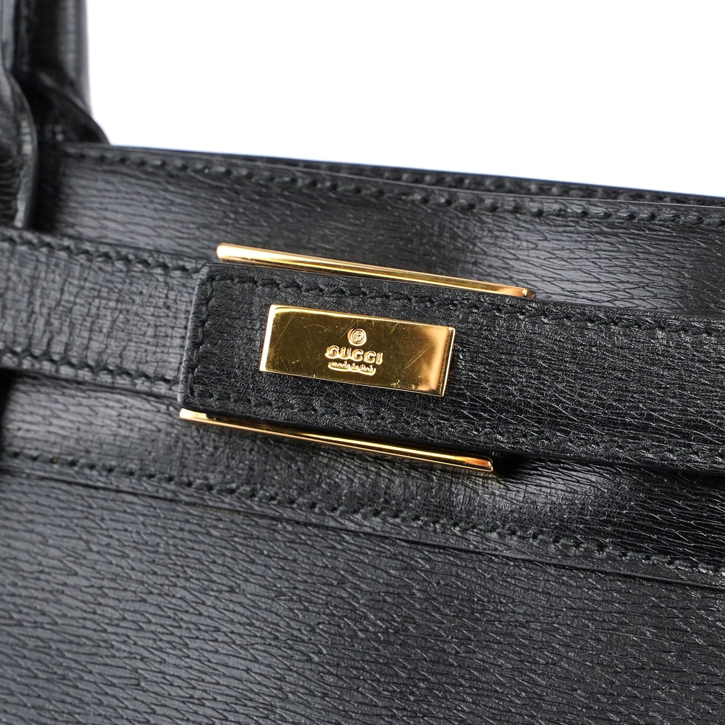 002 1091 Black Leather Tote Bag