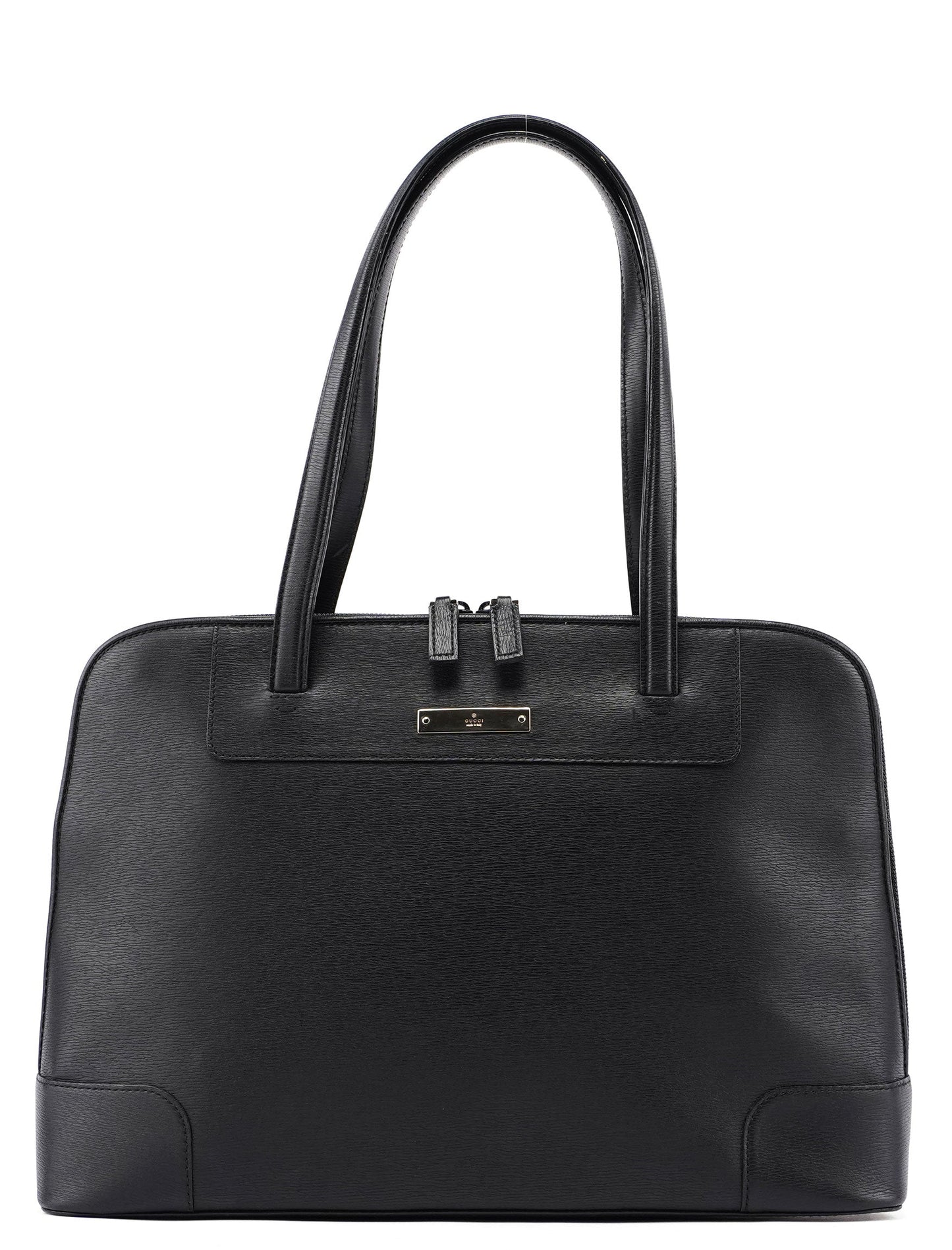 002 1122 Black Leather Tote Bag