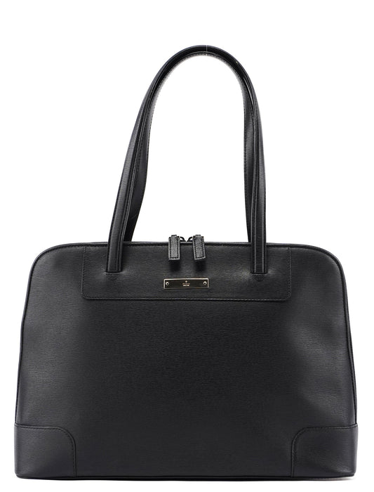 002 1122 Black Leather Tote Bag