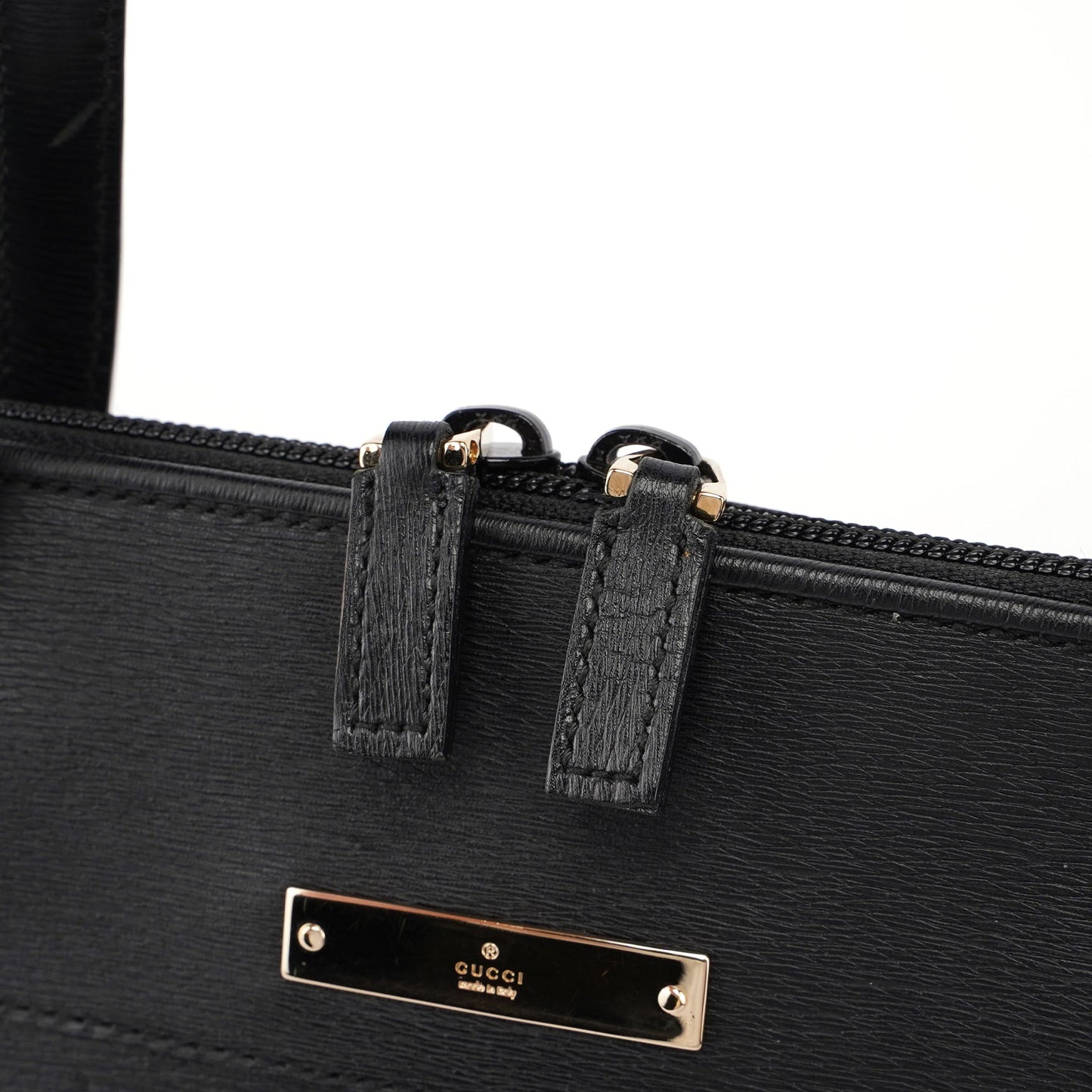 002 1122 Black Leather Tote Bag