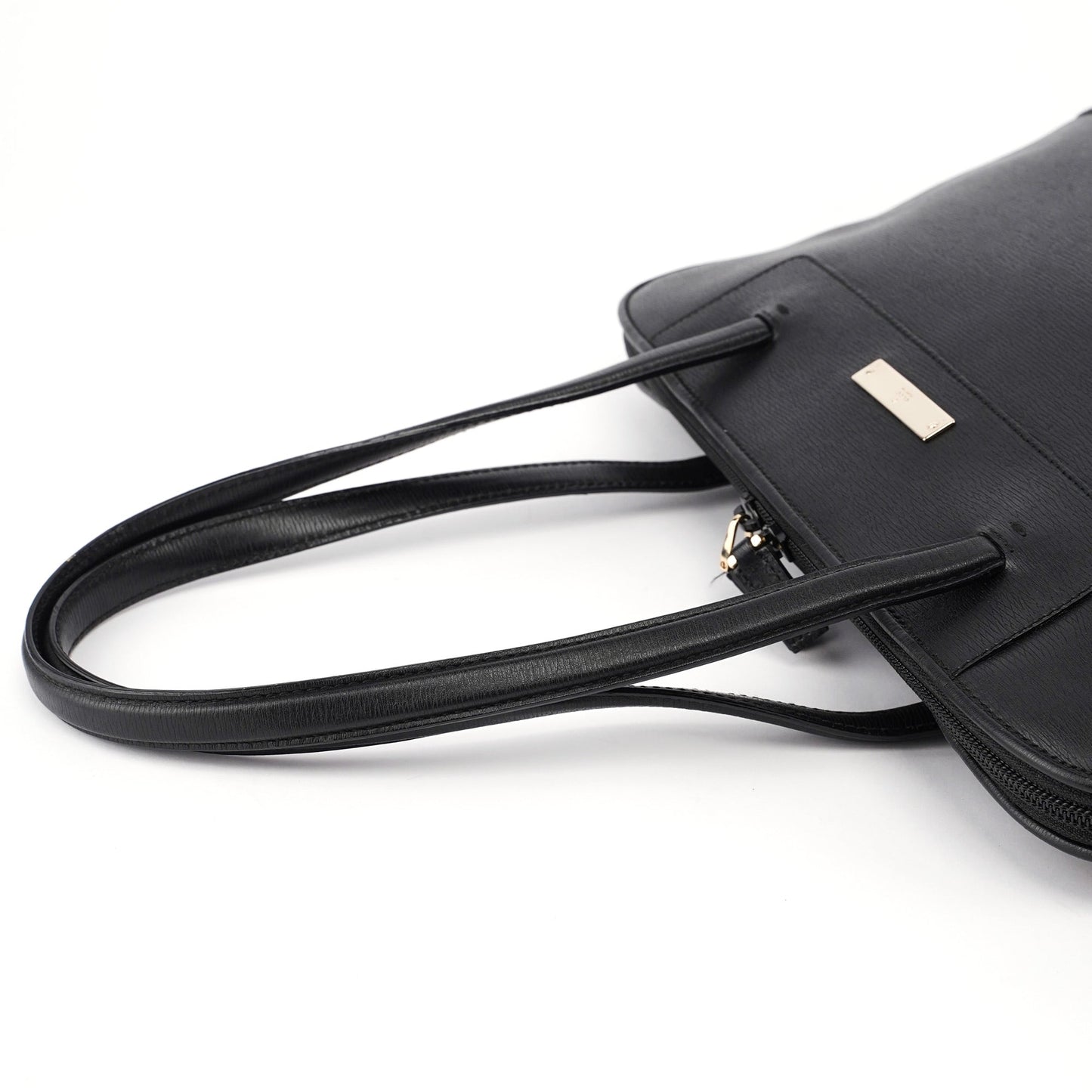 002 1122 Black Leather Tote Bag